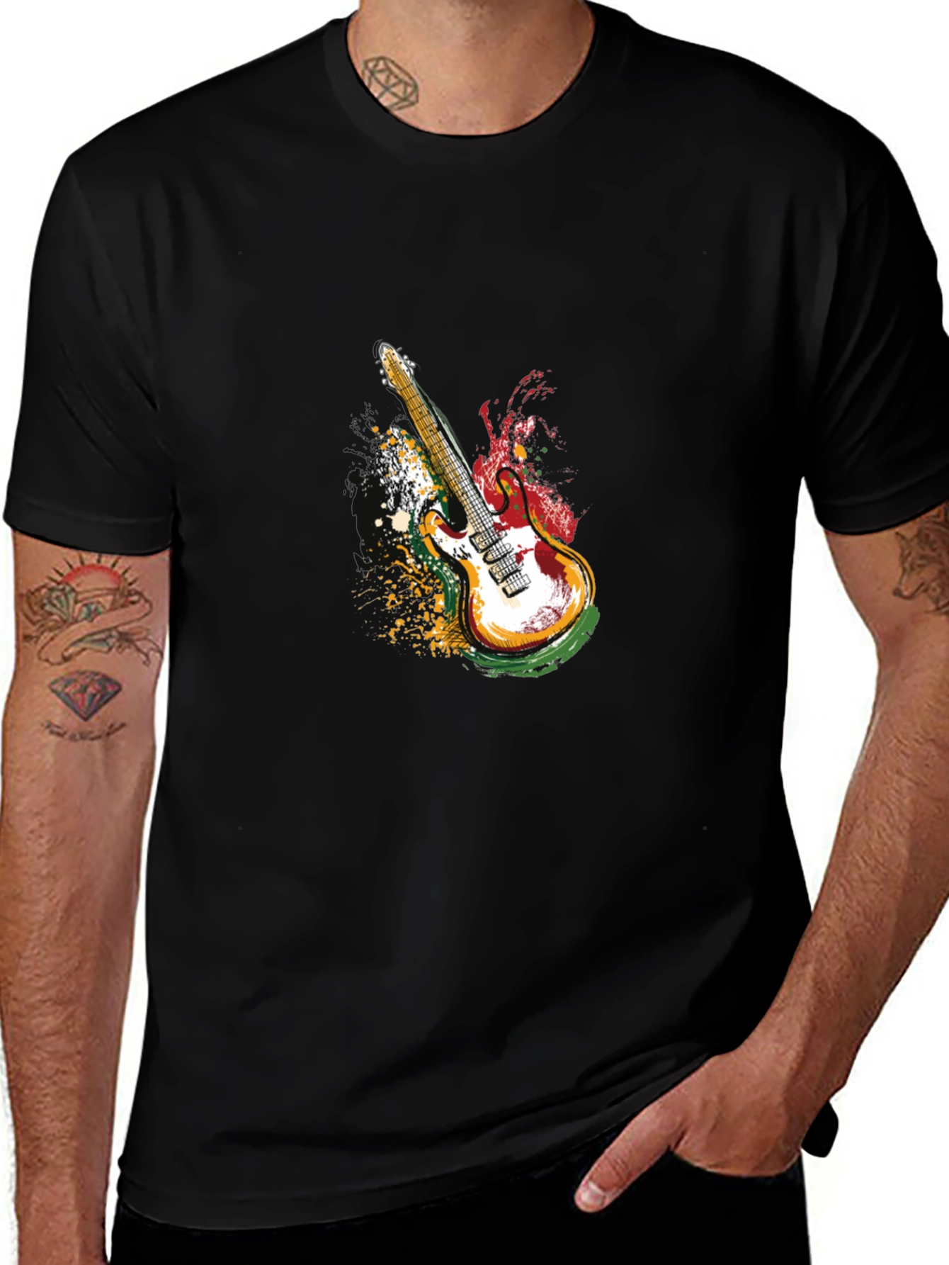 Variant 25 of Electric Guitar Graphic T-Shirt - Black