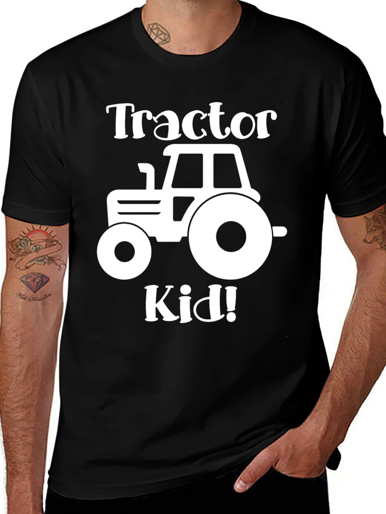 Variant 5 of Tractor Kid! Graphic Tee - Black Cotton T-Shirt