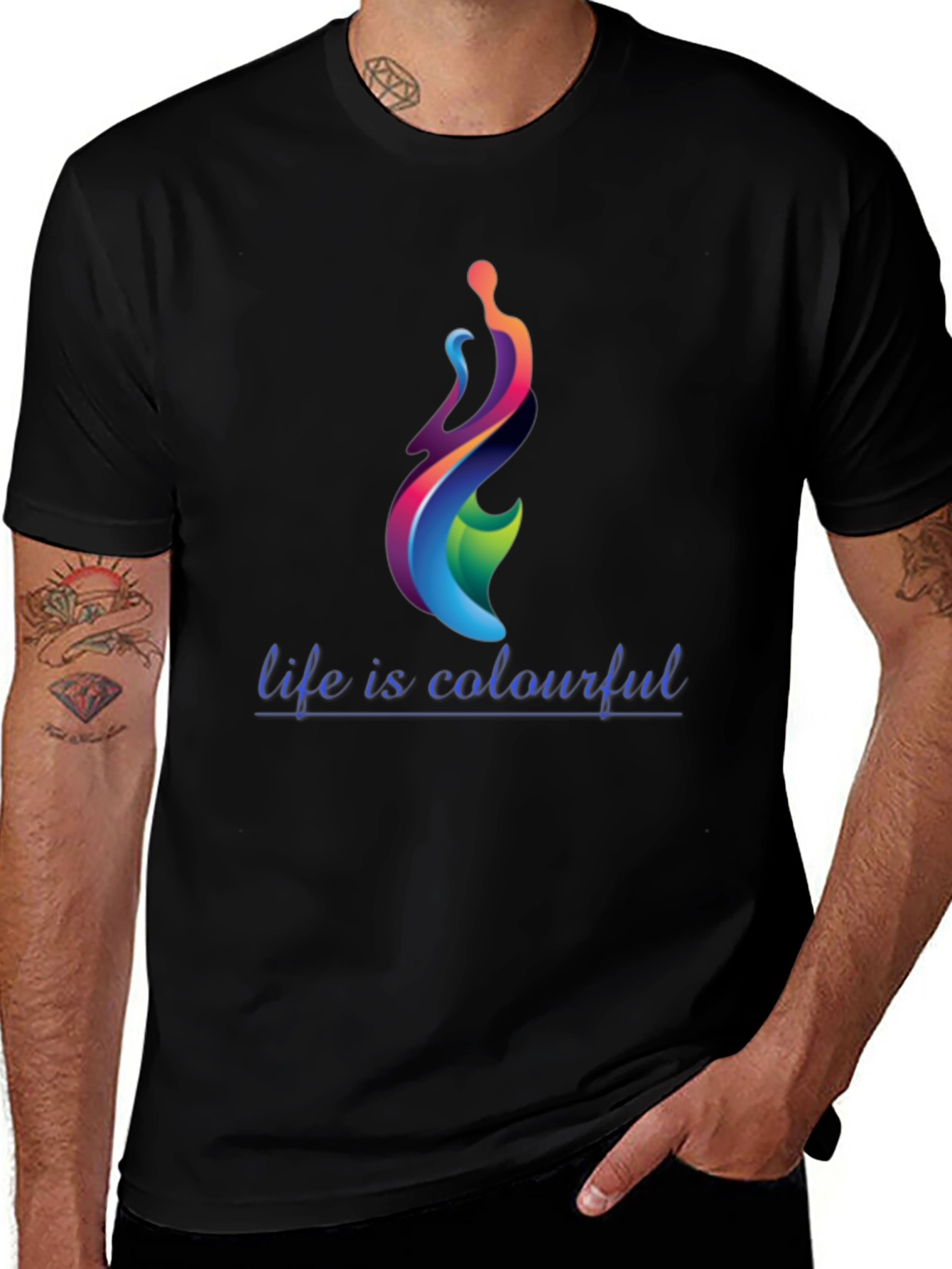 Variant 27 of Colorful Life Graphic Print Black T-Shirt