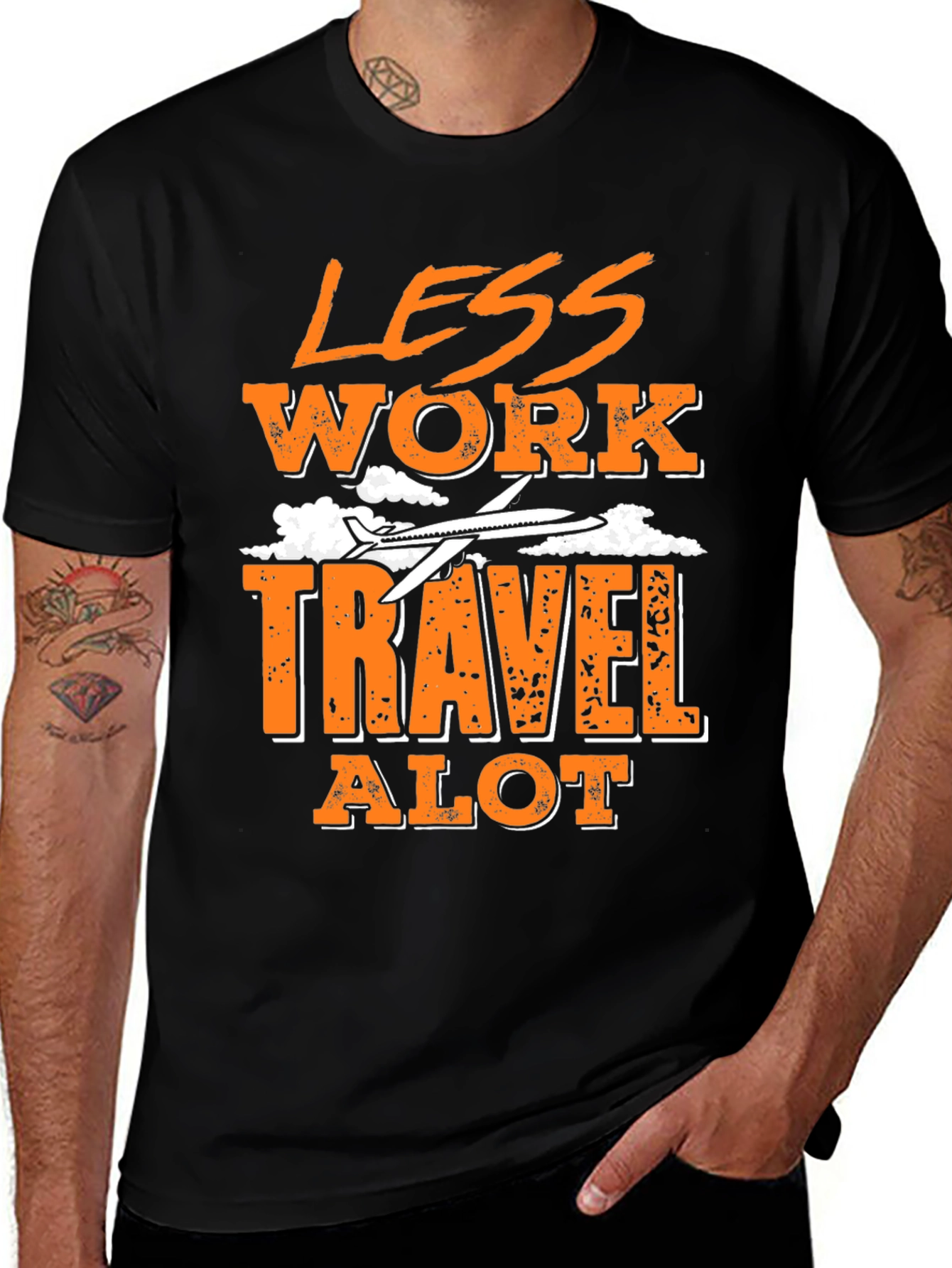 Variant 27 of Less Work Travel Alot Graphic T-Shirt