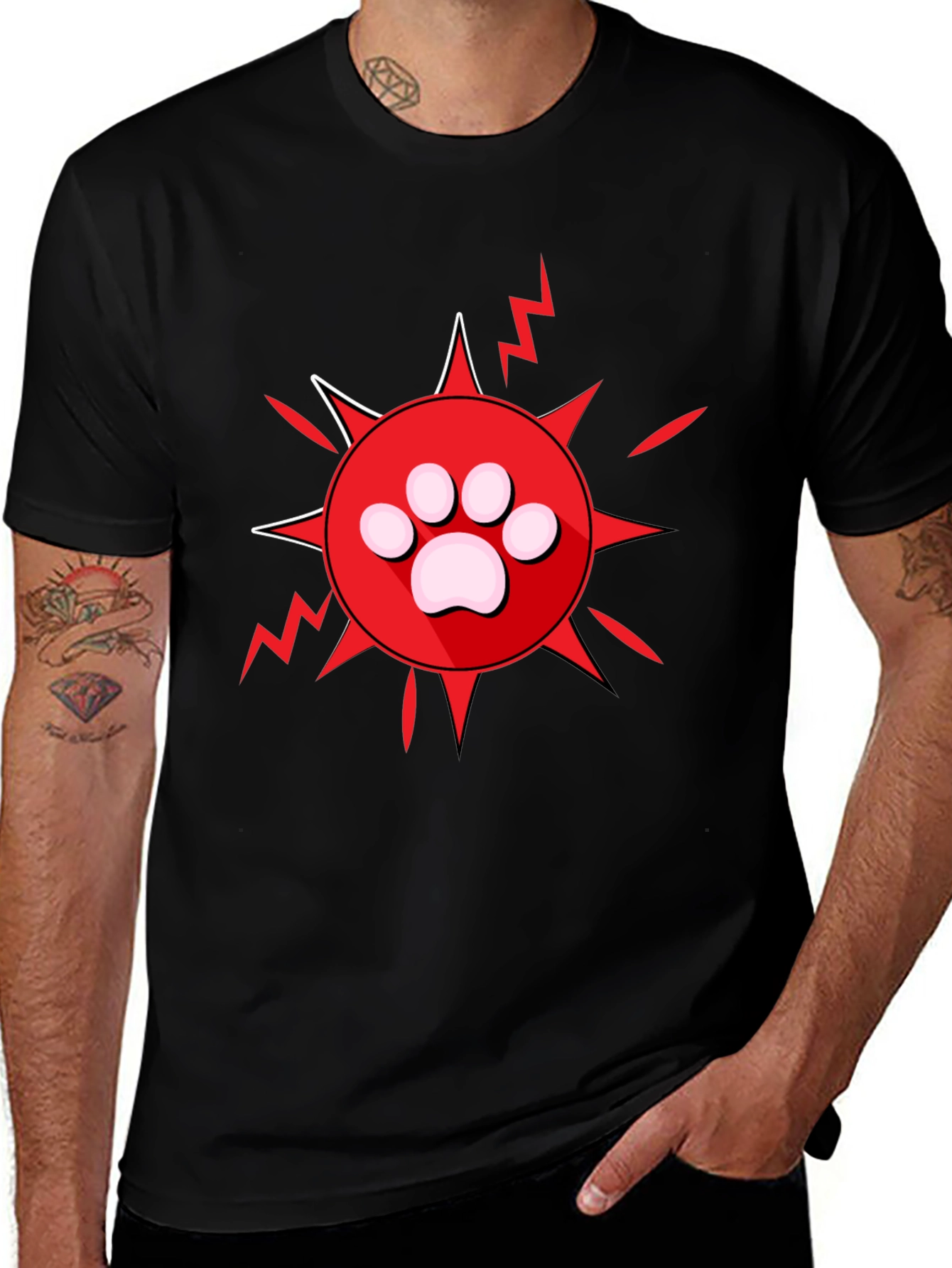 Variant 23 of Paw Print Burst Graphic Tee - Black