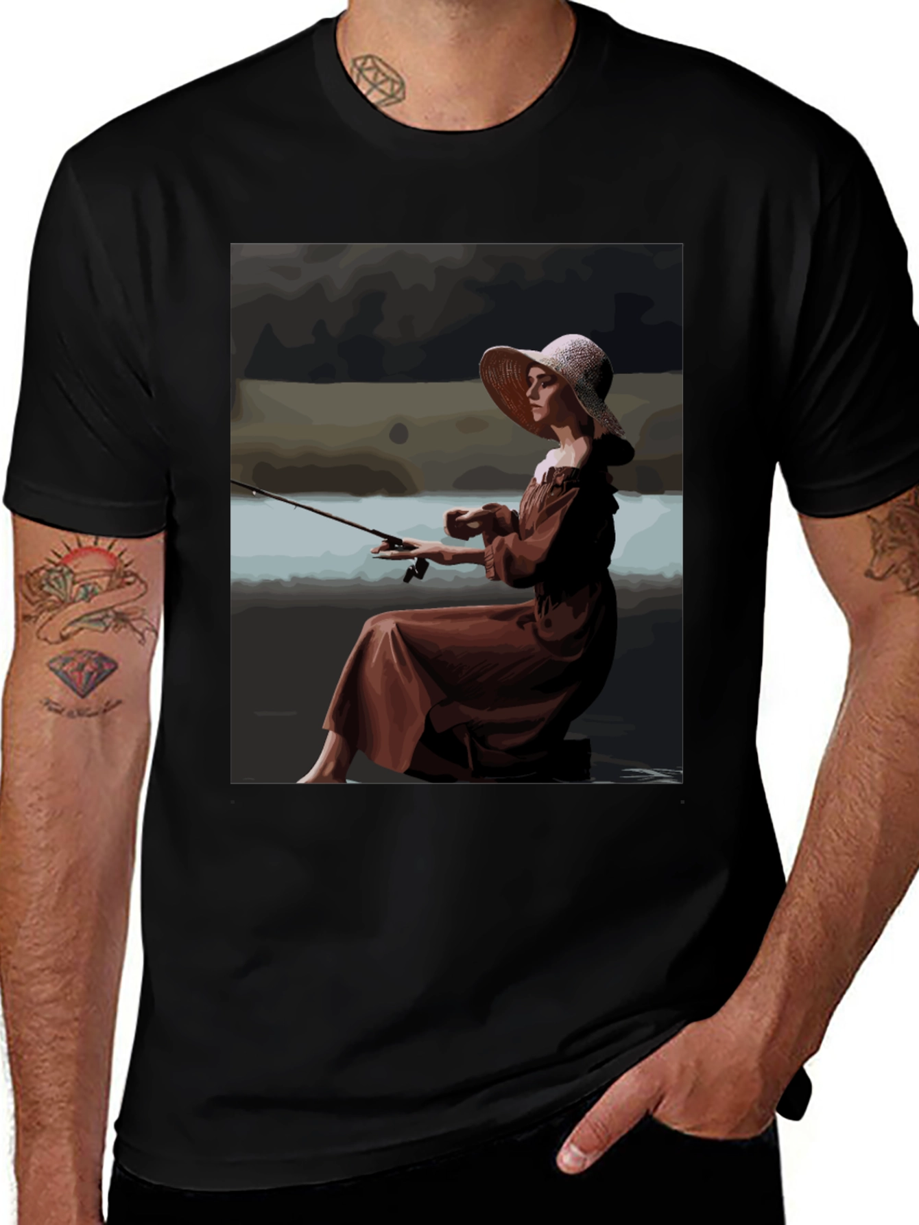 Variant 19 of Fishing Lady Graphic Tee - Unique Stylish Design