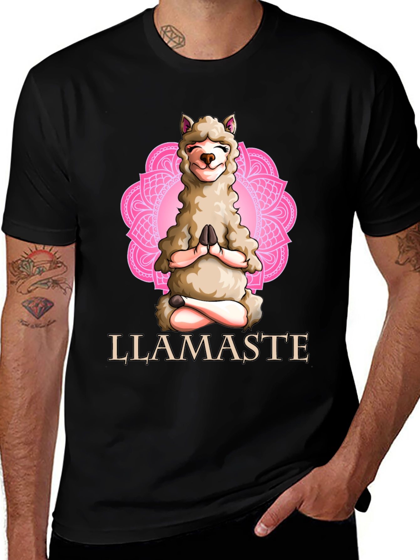 Variant 10 of Llamaste Yoga Black T-Shirt