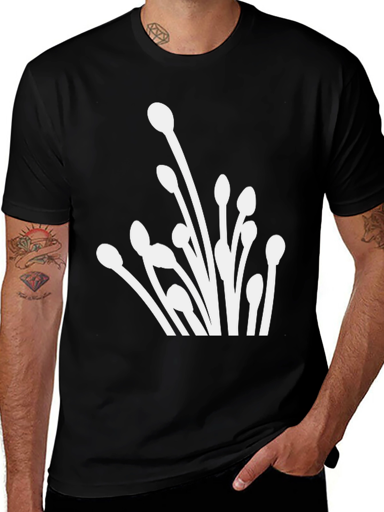 Abstract Floral Graphic Tee - Modern Black T-Shirt