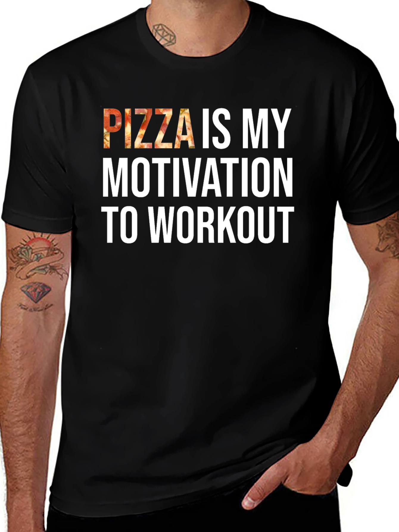 Variant 27 of Pizza Motivation Workout Tee - Unisex