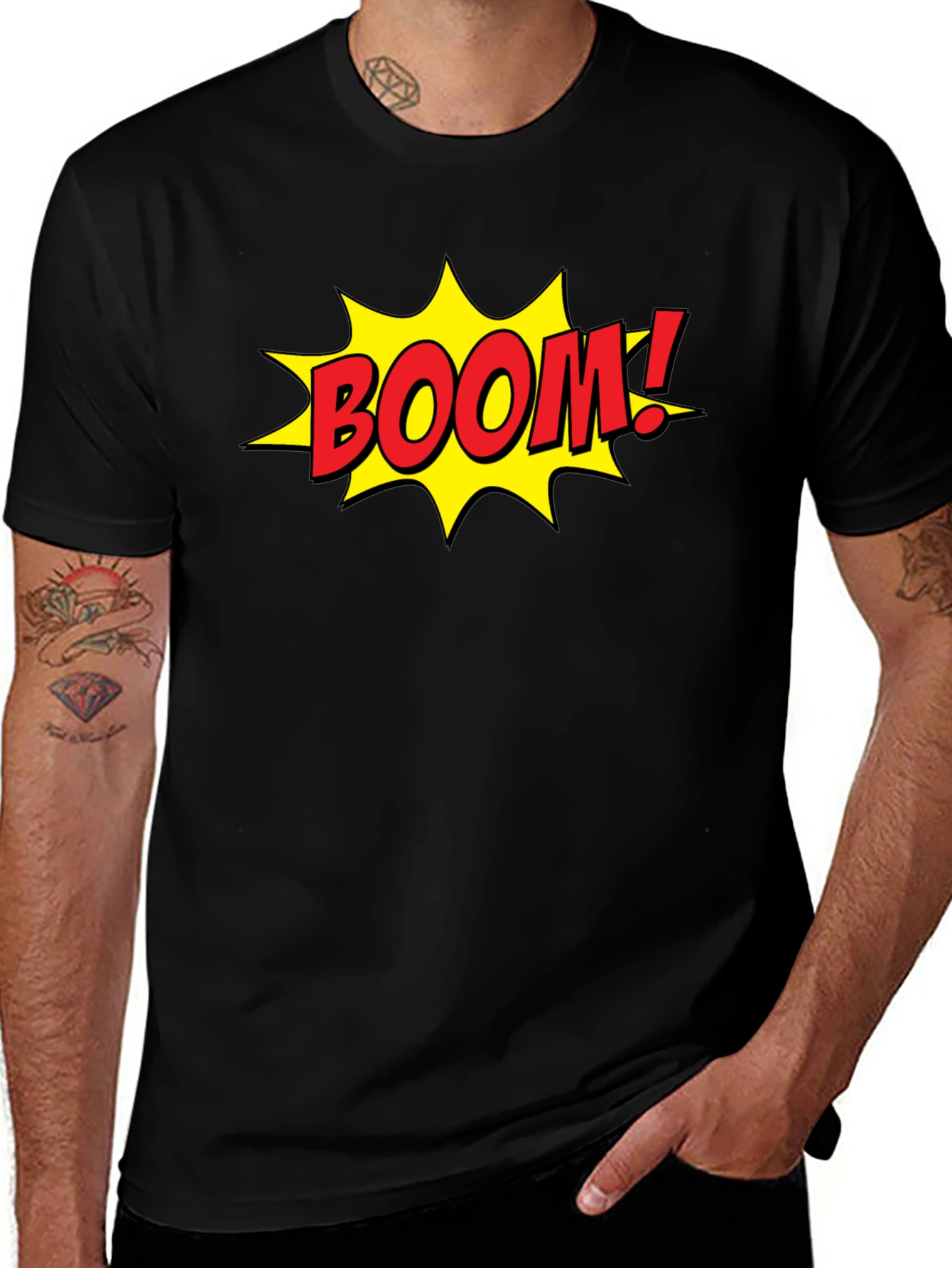 Variant 9 of Comic Book Style "BOOM!" Graphic Black T-Shirt