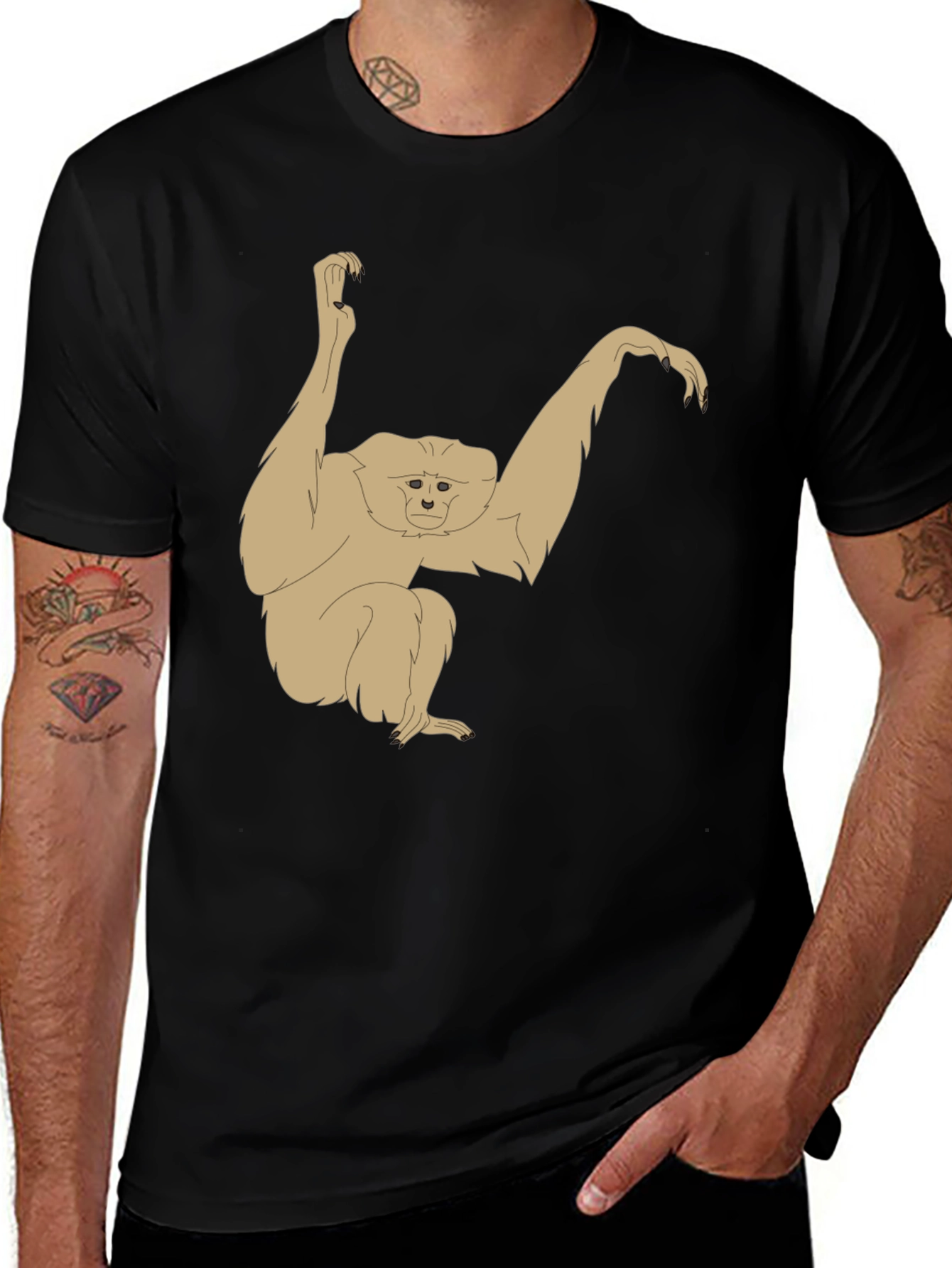 Variant 3 of Gibbon Graphic T-Shirt - Black Cotton Tee