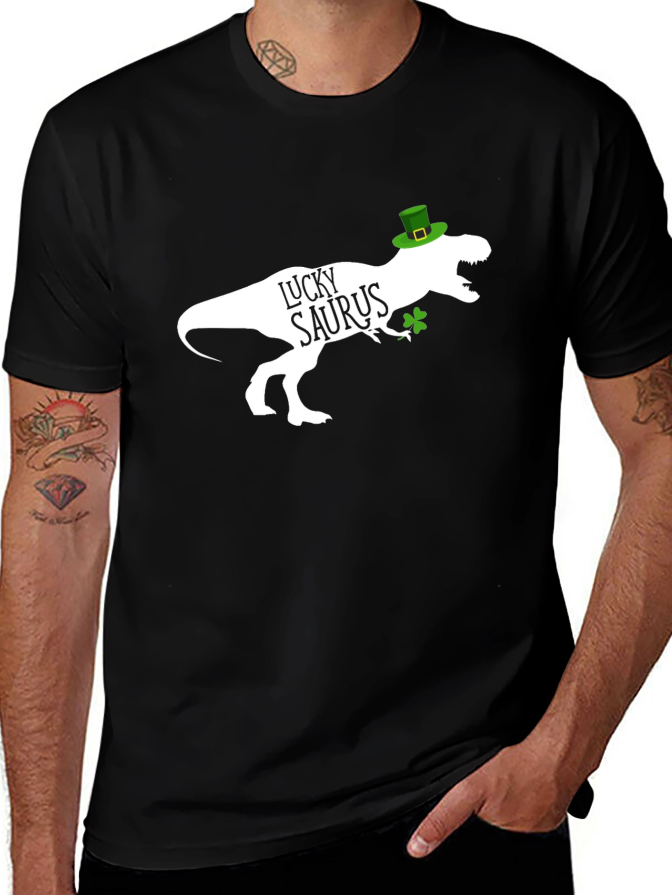 Variant 25 of Lucky Saurus Black Graphic T-Shirt