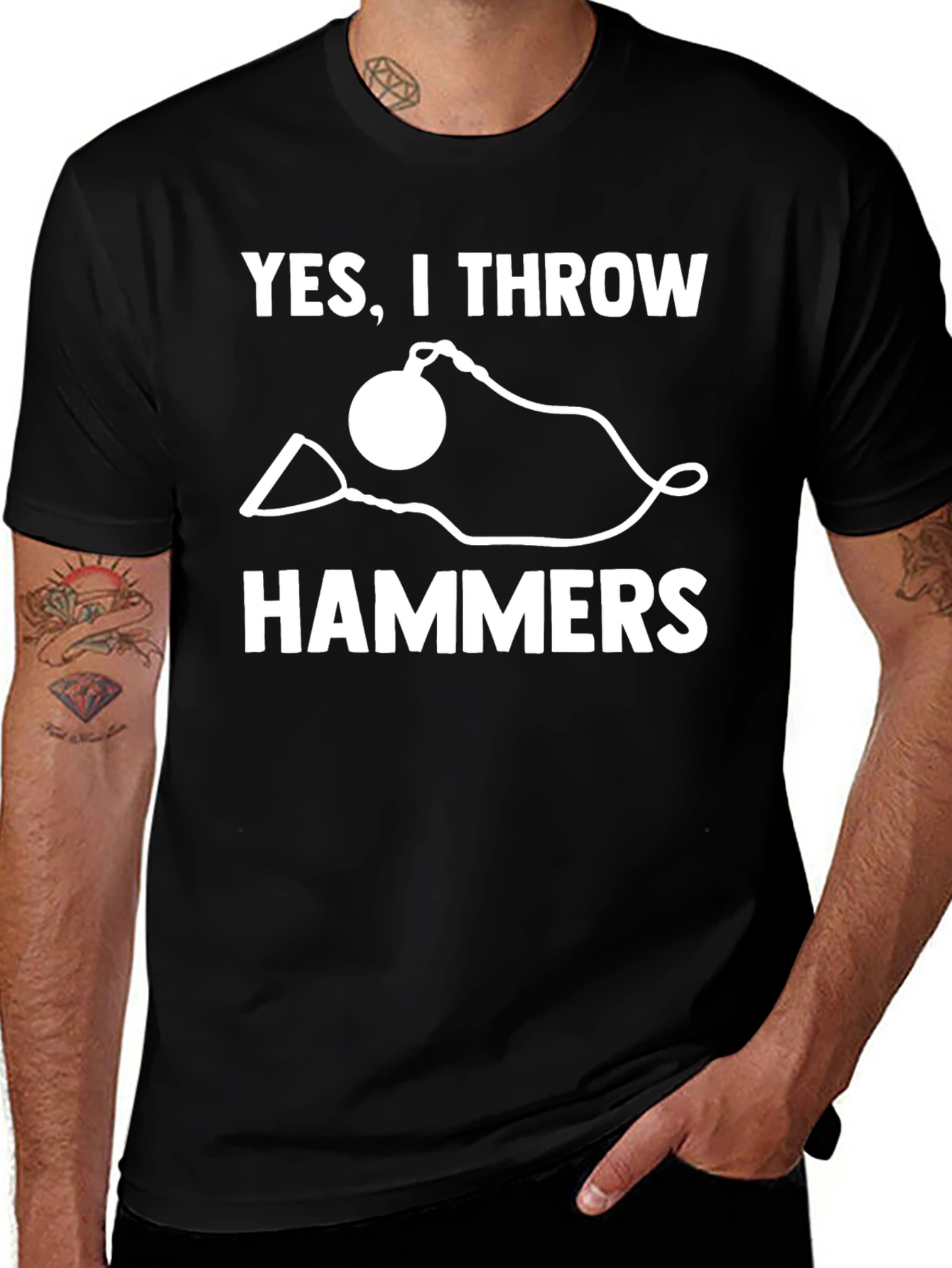 Variant 24 of Yes, I Throw Hammers Black Graphic T-Shirt