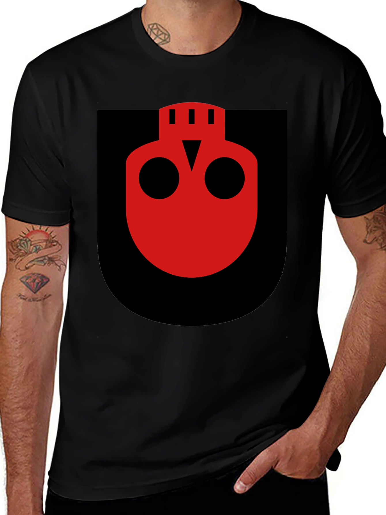 Abstract Face Graphic Black T-Shirt