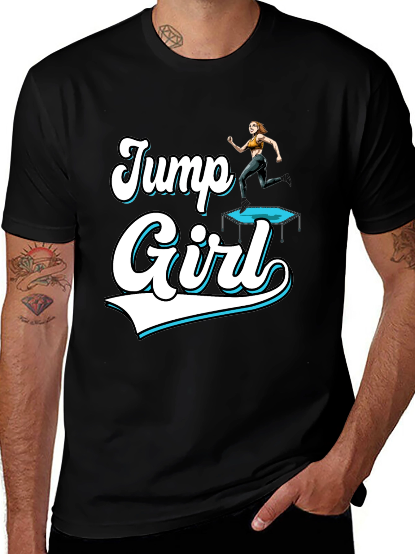 Variant 15 of Jump Girl Black T-Shirt Fun Design