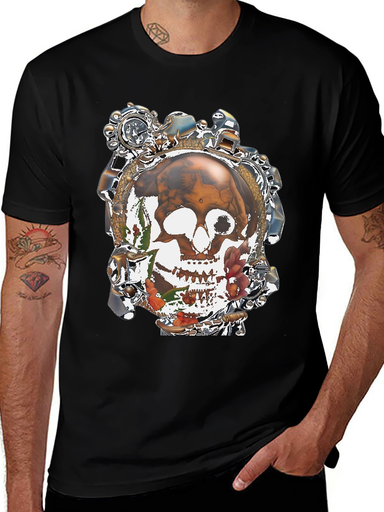 Steampunk Skull Graphic T-Shirt