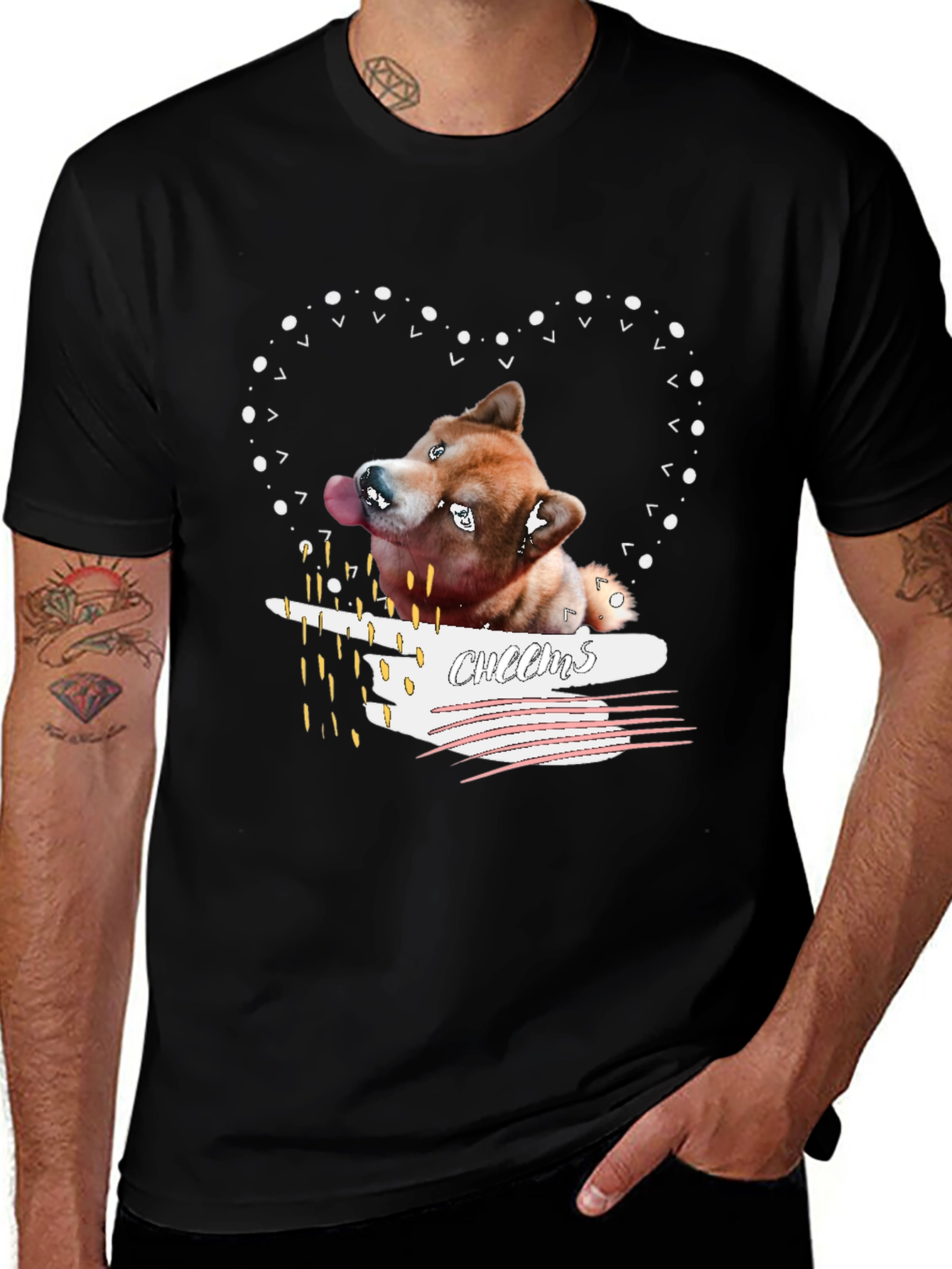 Variant 13 of Shiba Inu 'Cheems' Heart Graphic T-Shirt