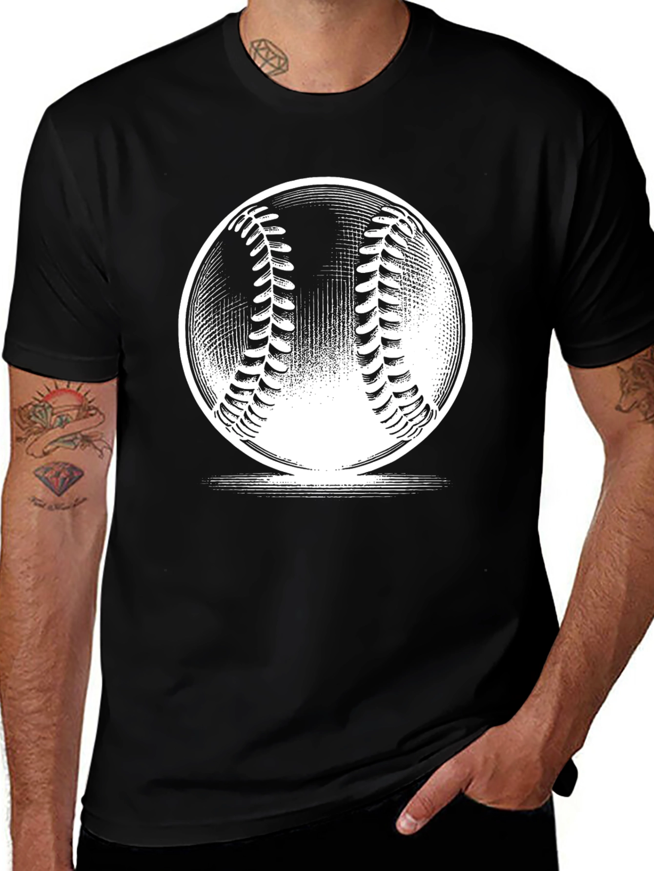 Variant 30 of Baseball Graphic Tee - Classic Black Cotton