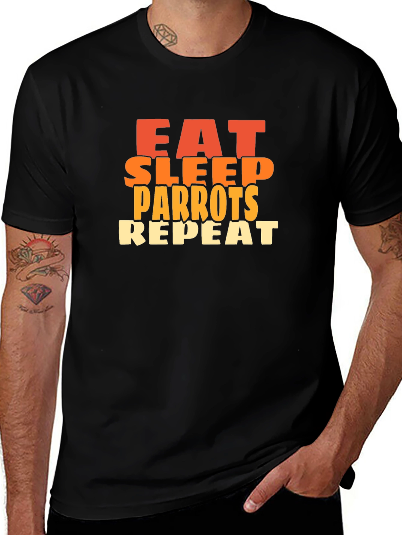 Variant 24 of Eat Sleep Parrots Repeat Black T-Shirt