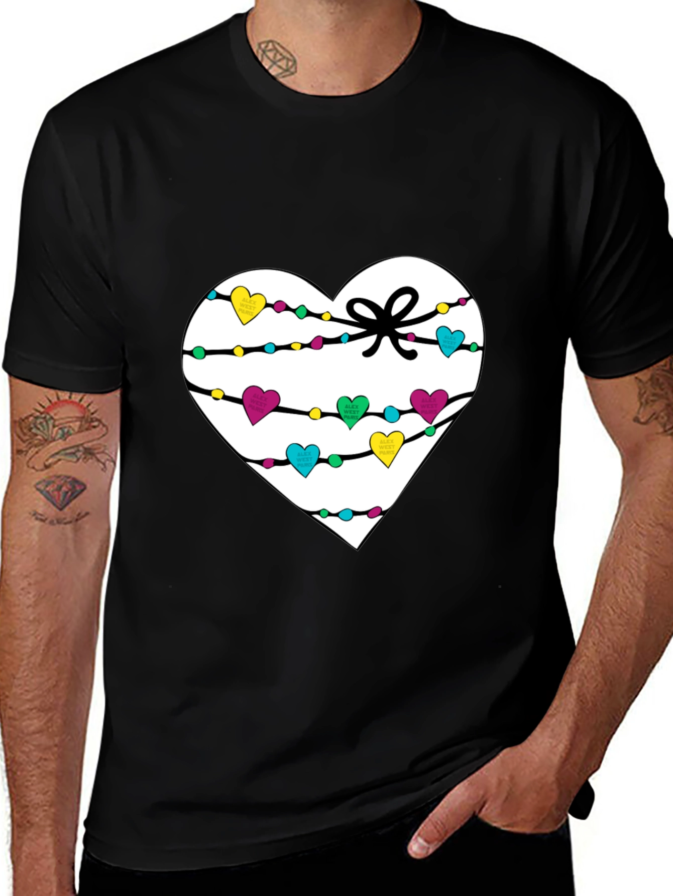 Variant 29 of Heart Lights T-Shirt - Men's Black Tee
