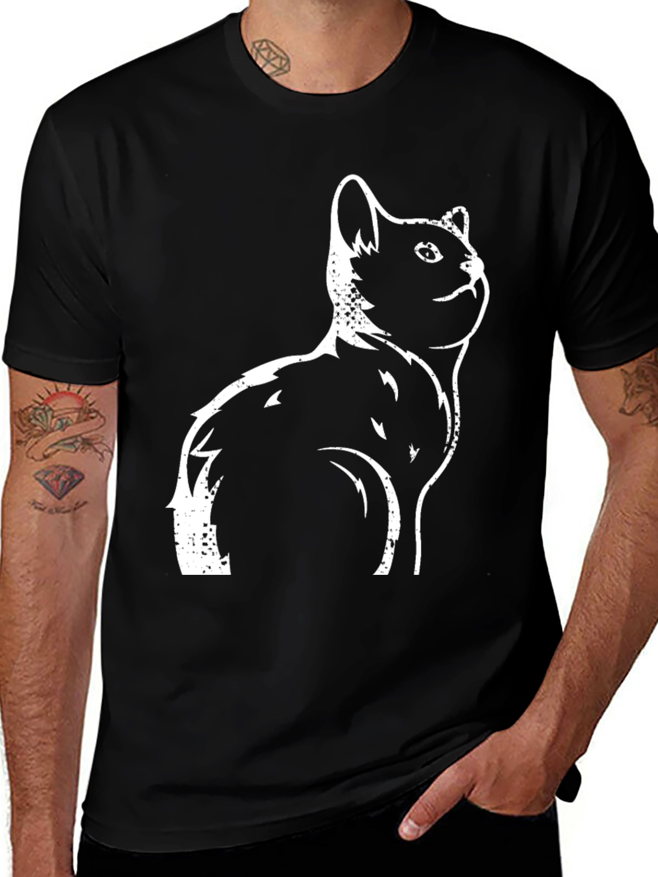 Variant 18 of Cool Cat Graphic Tee - Black Cotton T-Shirt