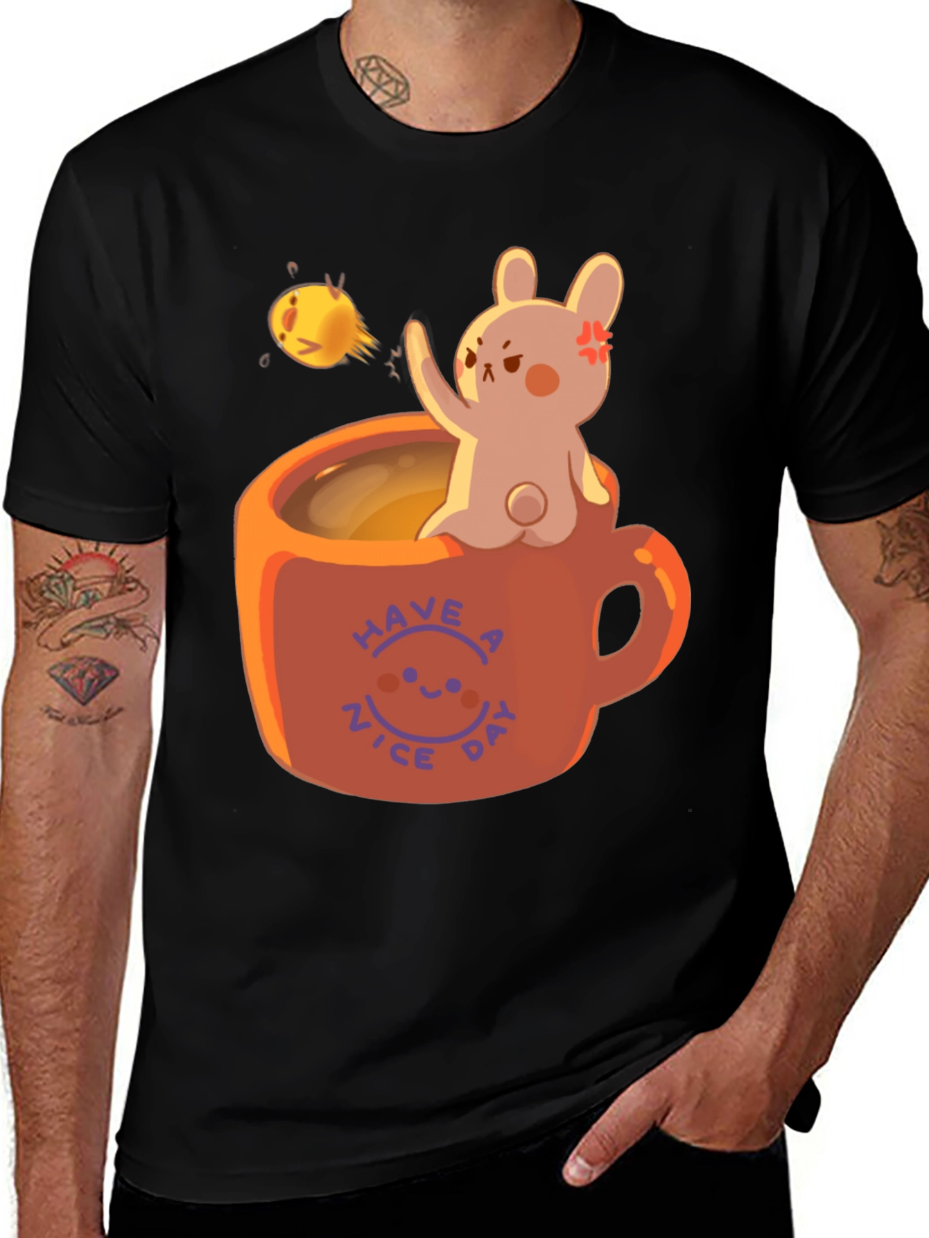Variant 26 of Angry Bunny in Coffee Mug T-Shirt