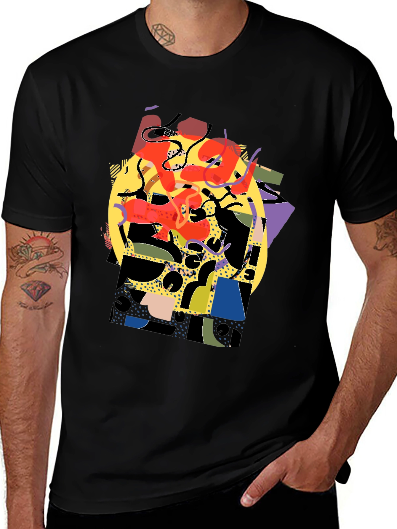 Variant 19 of Abstract Graphic Print Black Casual T-Shirt