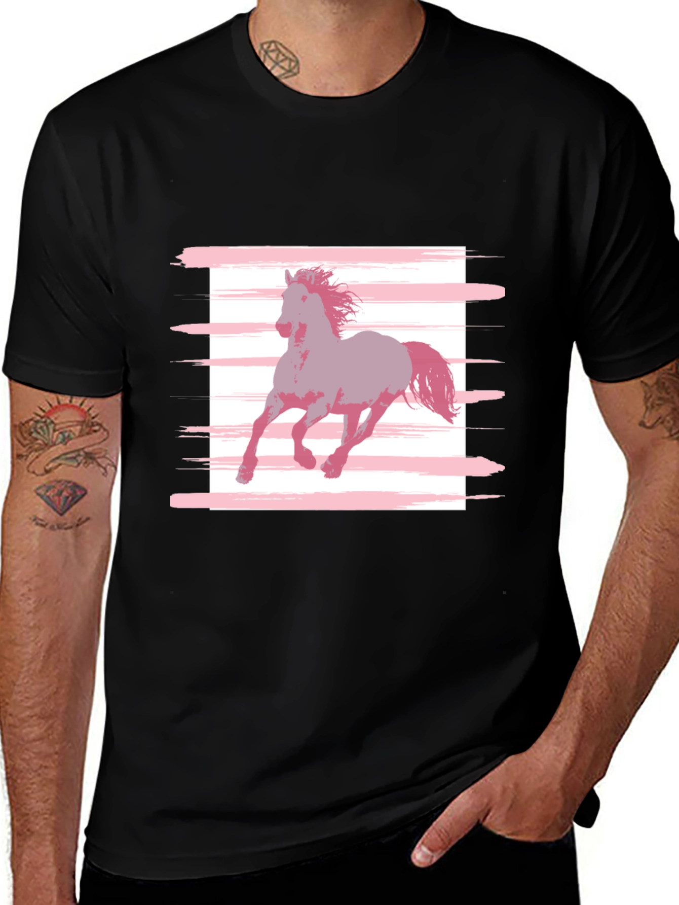 Variant 10 of Horse Graphic Tee - Stylish Men's Black T-Shirt