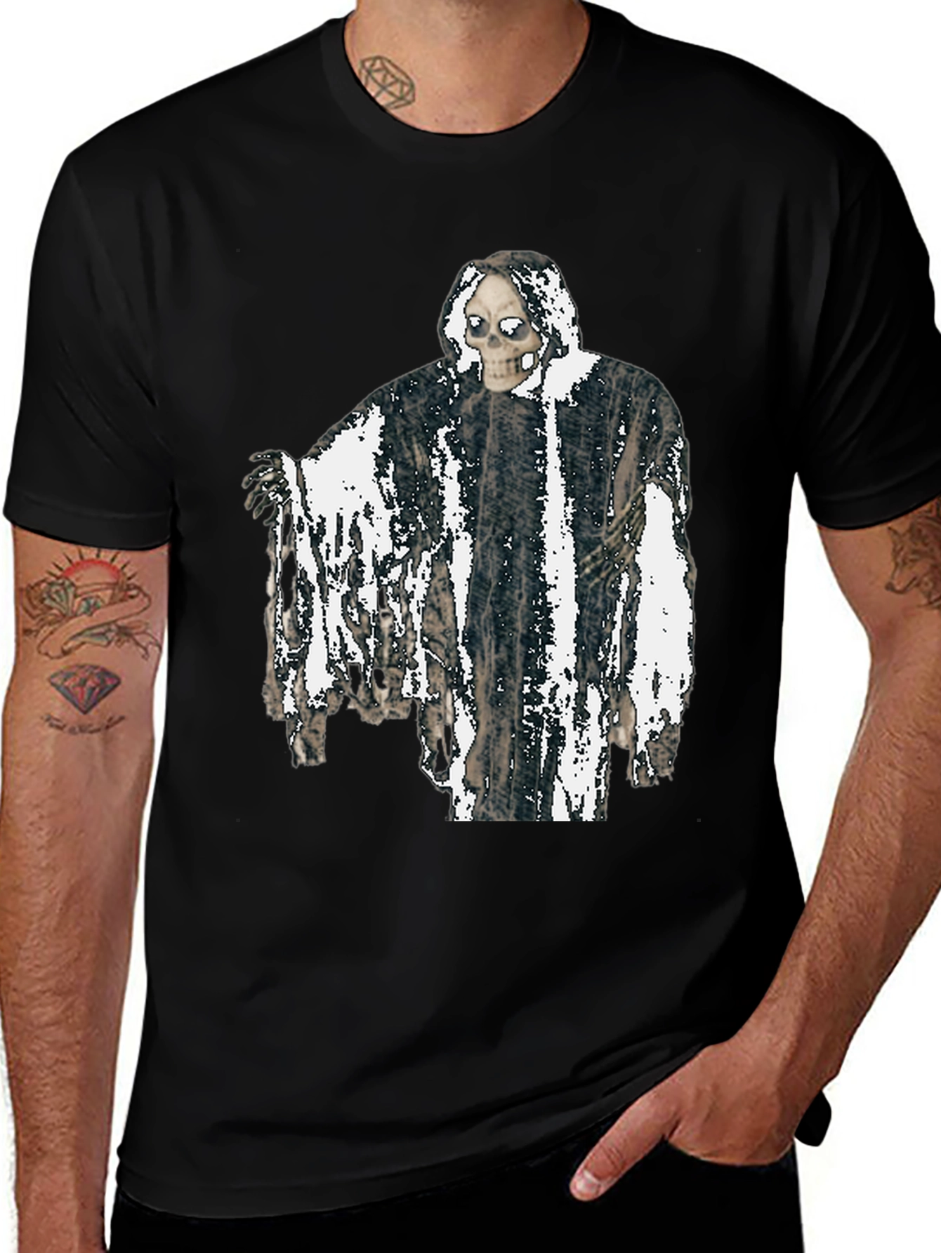 Variant 19 of Grim Reaper Graphic Print Black T-Shirt