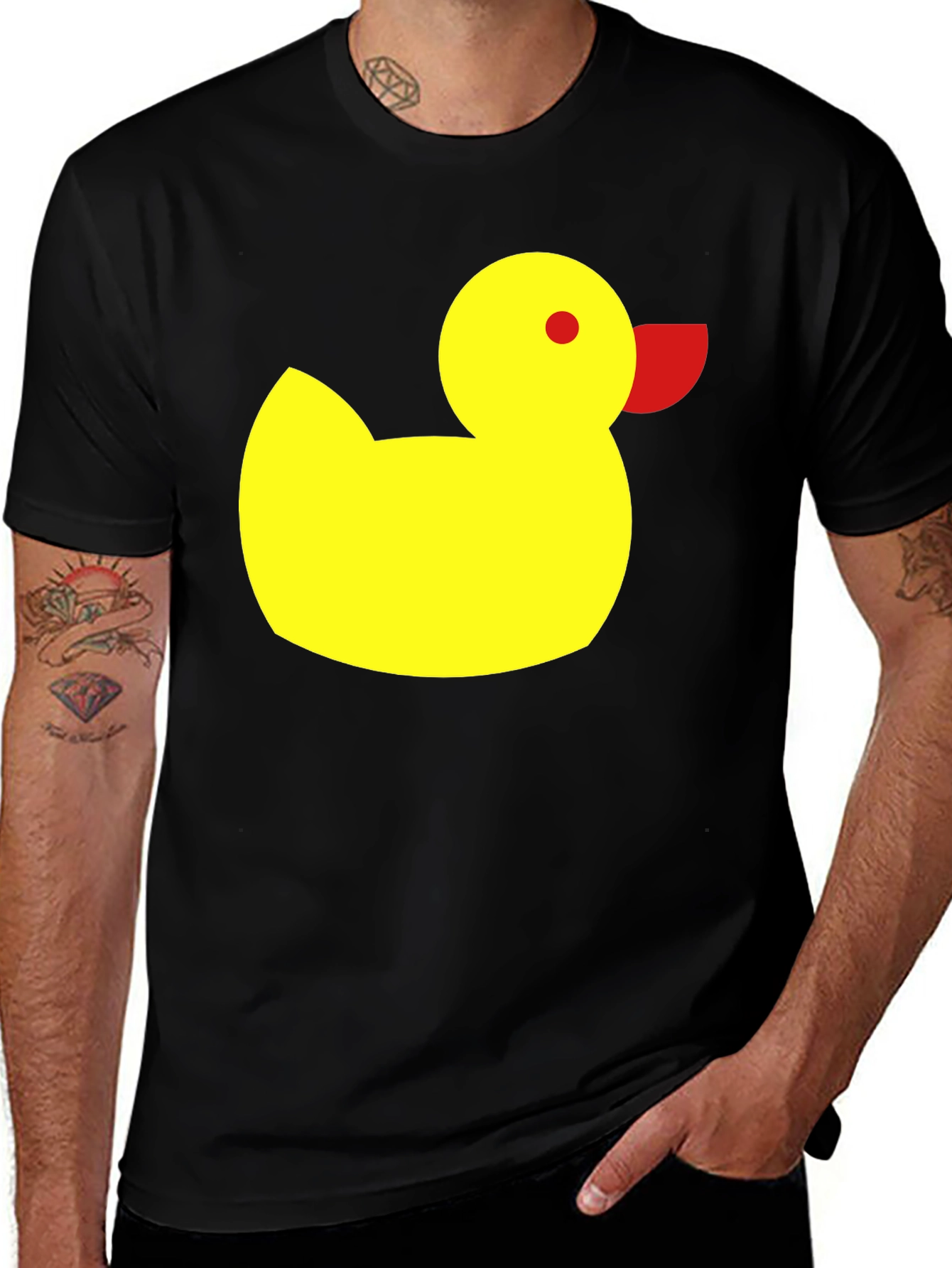 Variant 21 of Duck Graphic Tee - Black Cotton Casual Shirt