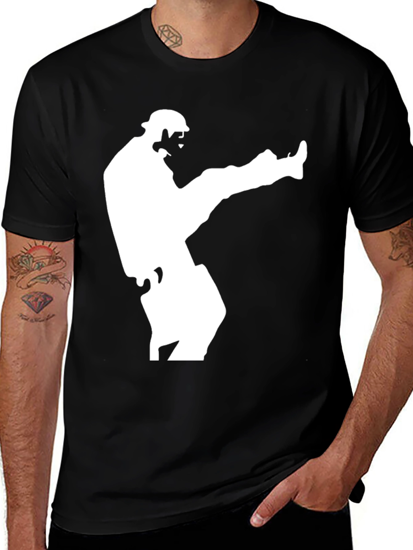Variant 26 of Karate Kick Graphic Tee - Black Cotton T-Shirt