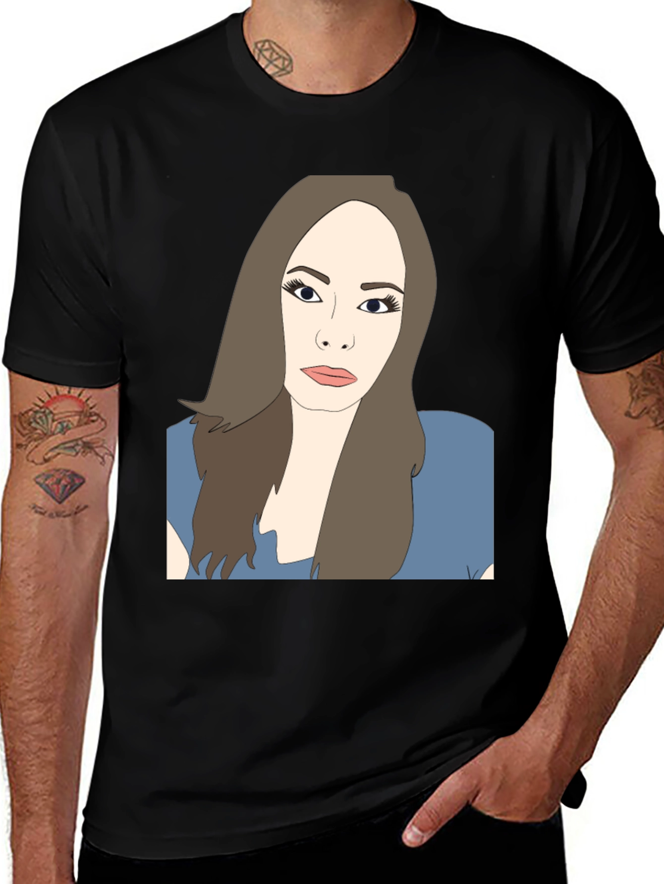 Variant 27 of Illustrated Woman Black T-Shirt