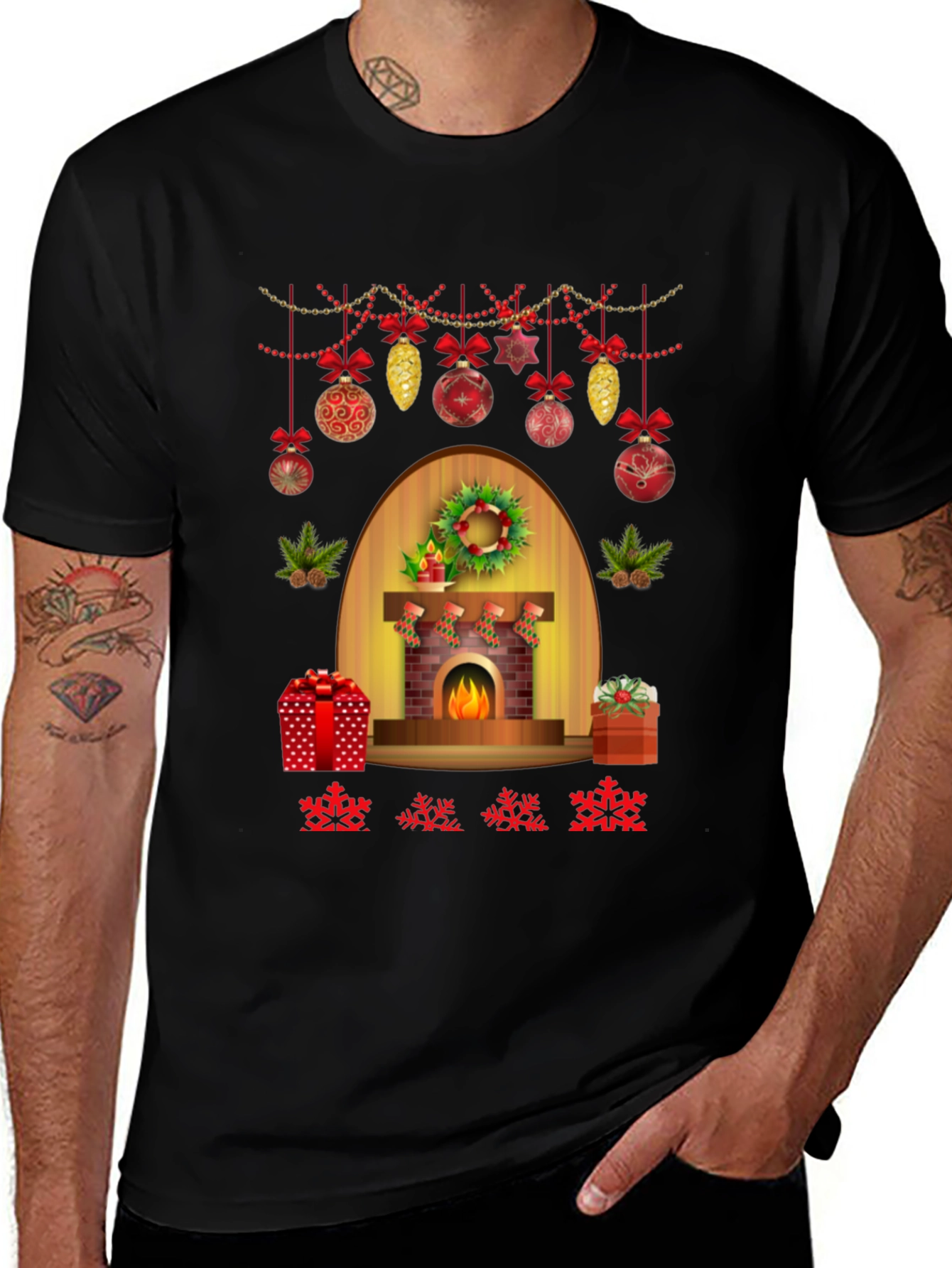 Festive Fireplace Christmas T-Shirt