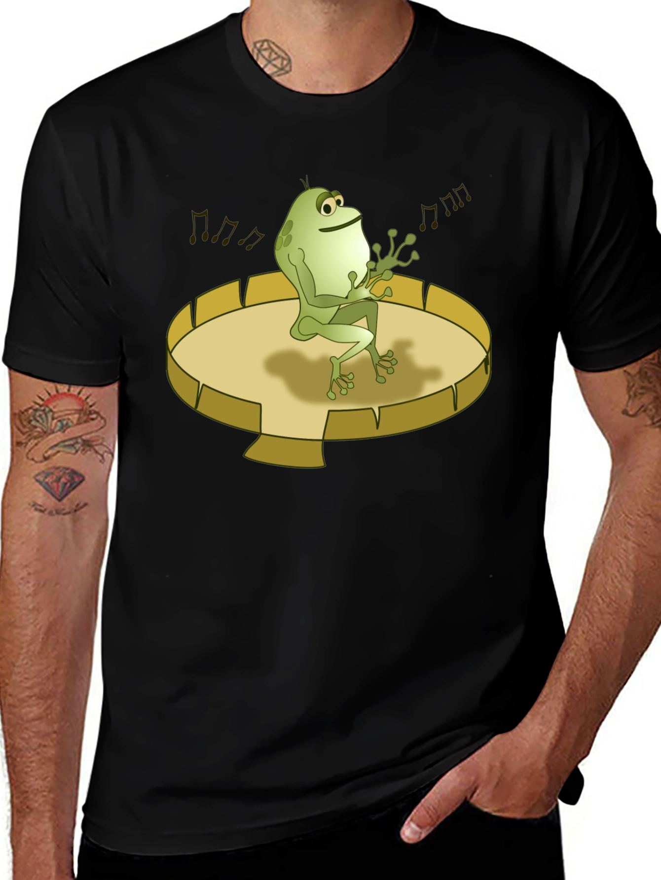 Variant 25 of Frog Musician Black T-Shirt