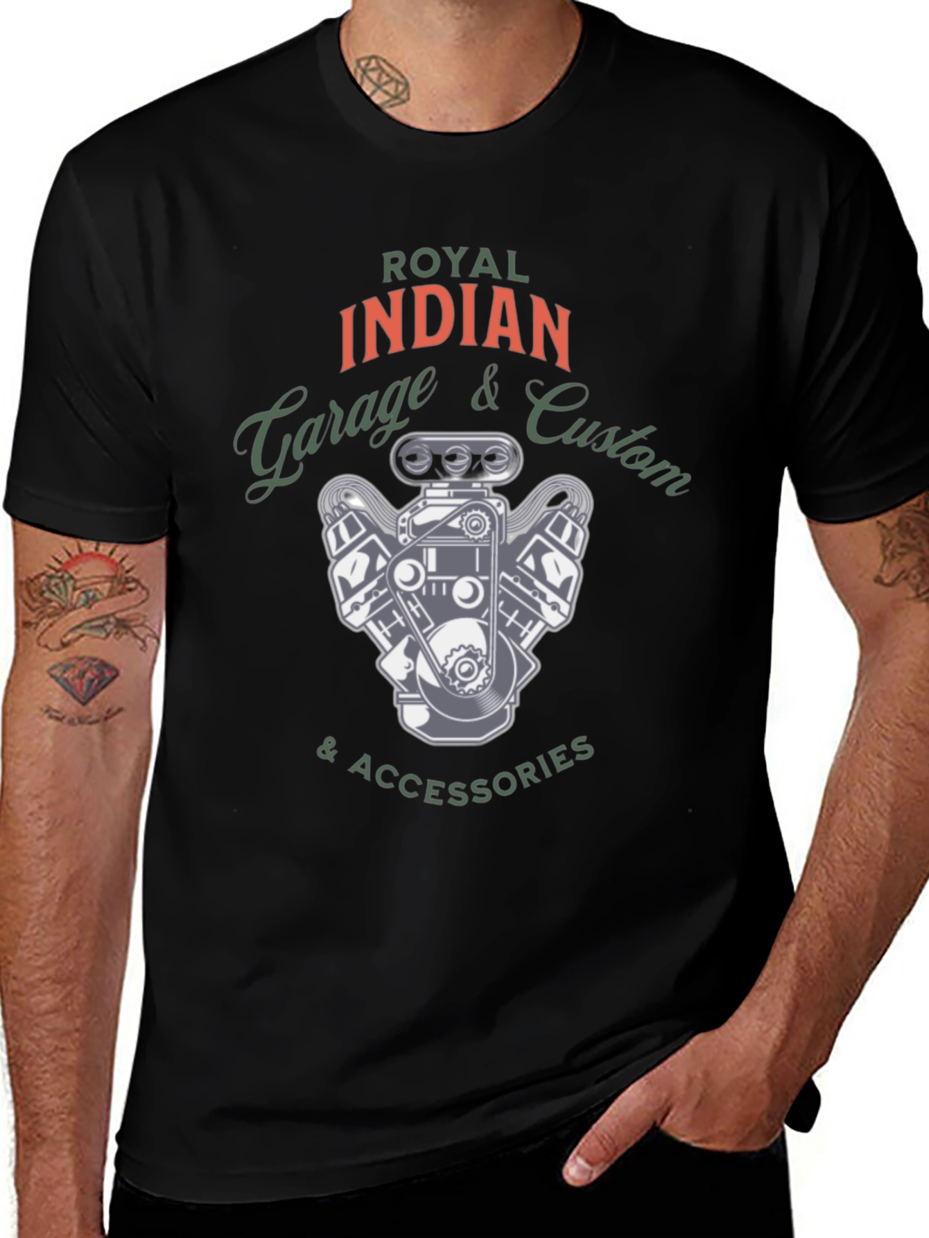 Variant 30 of Royal Indian Garage Custom Tee - Automotive Inspired Design