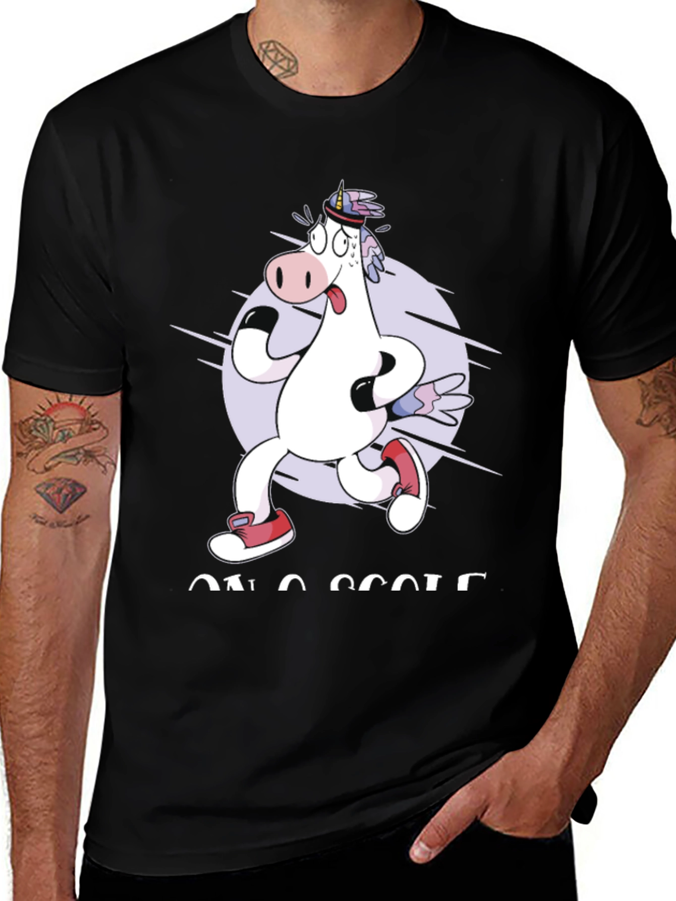 Variant 8 of Funny Running Unicorn Black T-Shirt