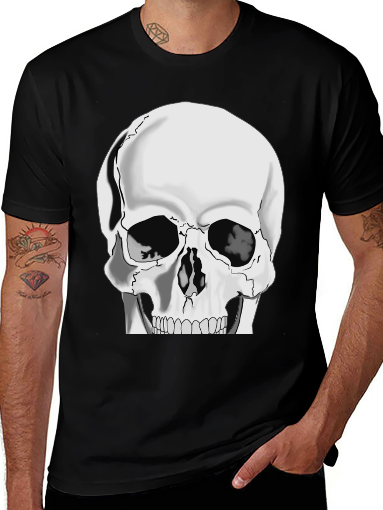 Variant 5 of Skull Graphic Print Black T-Shirt