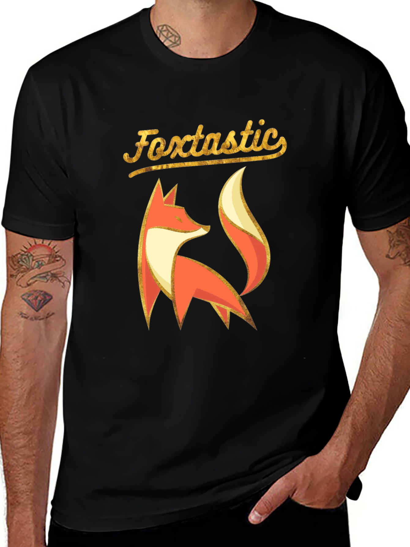 Variant 12 of Foxtastic Graphic Tee - Black Cotton Blend Shirt