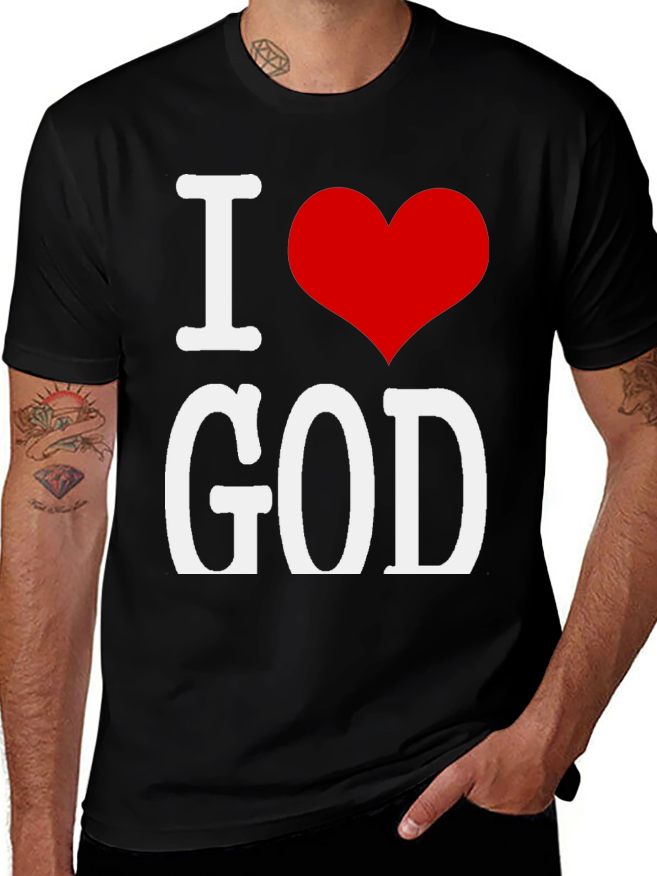 I Heart God T-Shirt Black Cotton Blend
