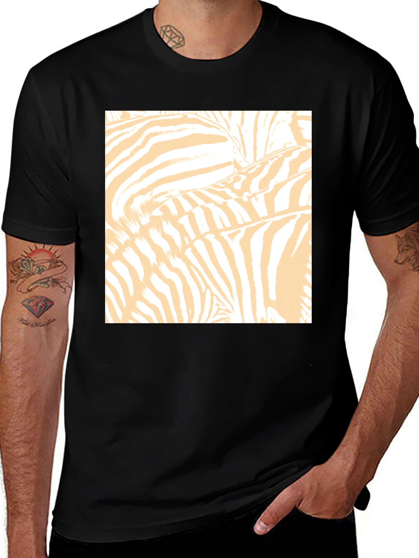 Variant 12 of Zebra Print Graphic Tee - Black Cotton T-Shirt