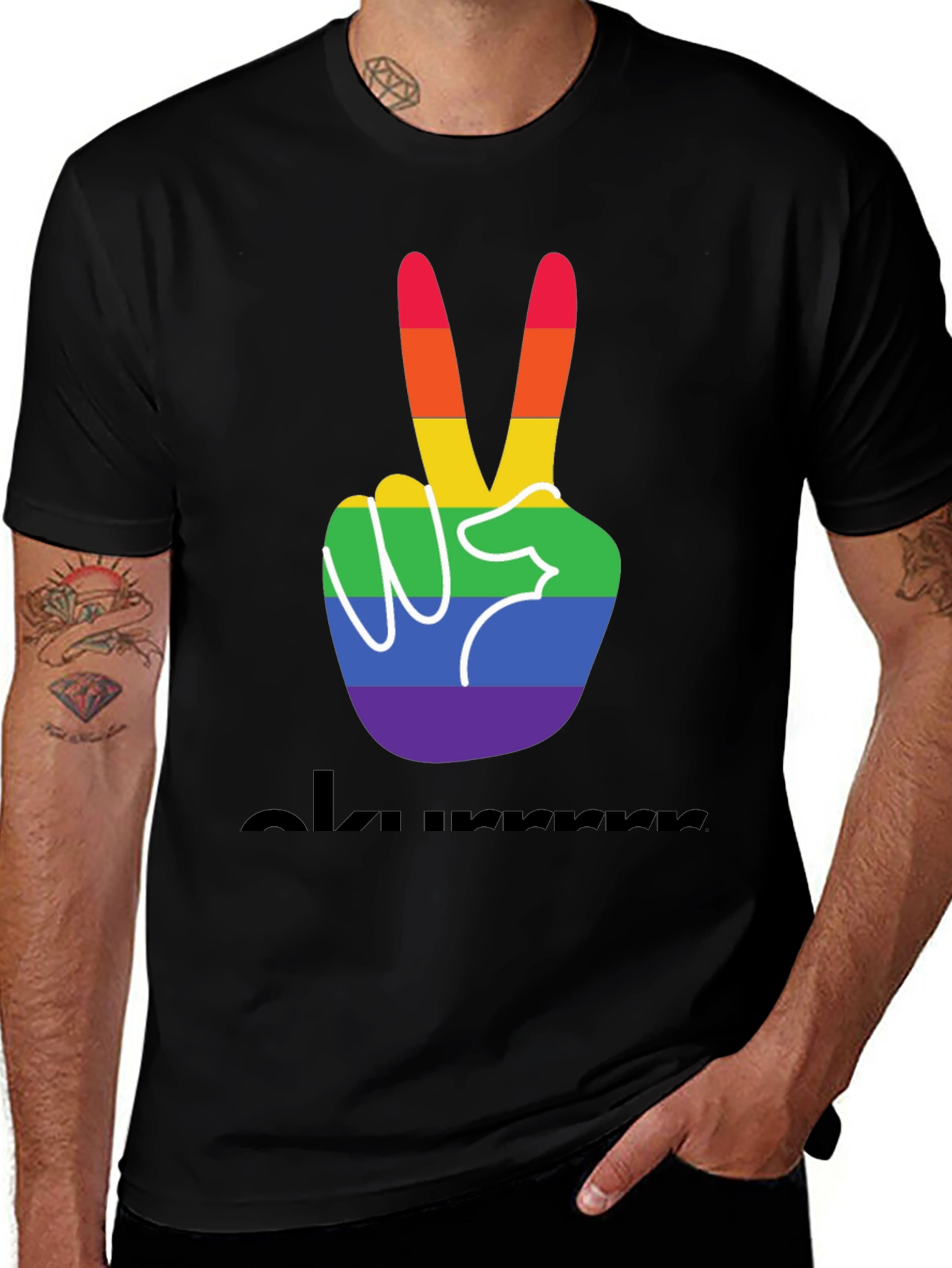 Variant 9 of Pride Peace Sign Black Tee