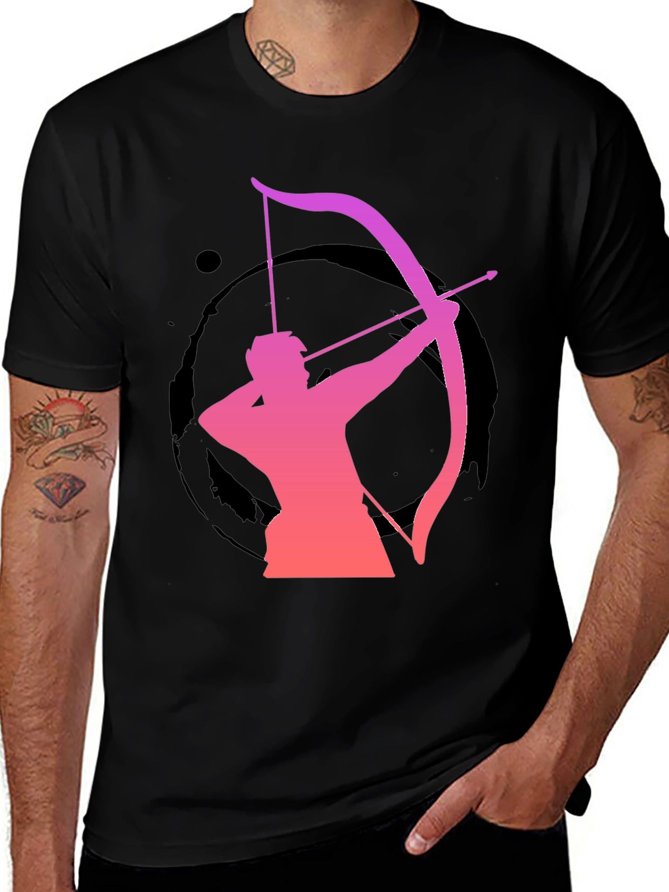 Black Archery Silhouette Graphic T-Shirt - Black main image