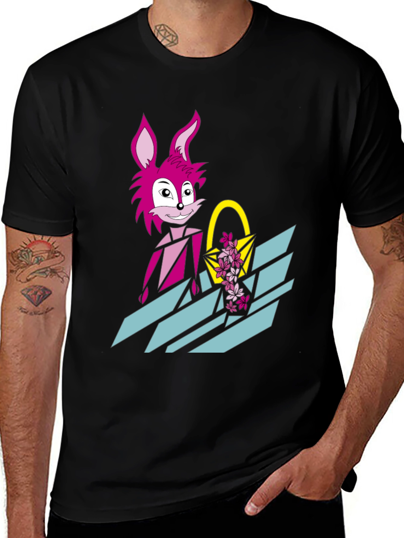 Variant 24 of Pink Rabbit Graphic Tee - Trendy Easter T-Shirt