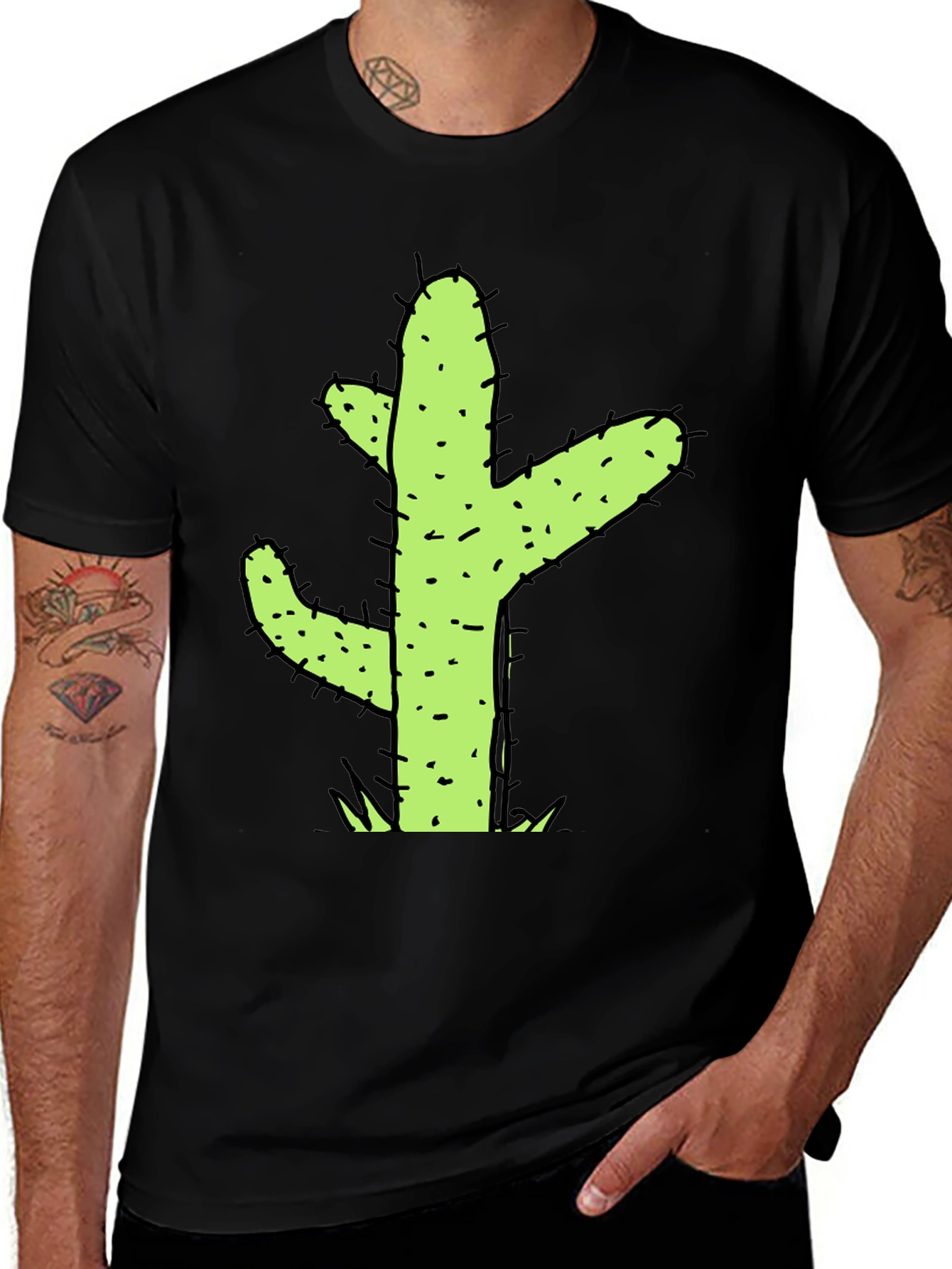 Variant 27 of Cactus Graphic Print Black T-Shirt