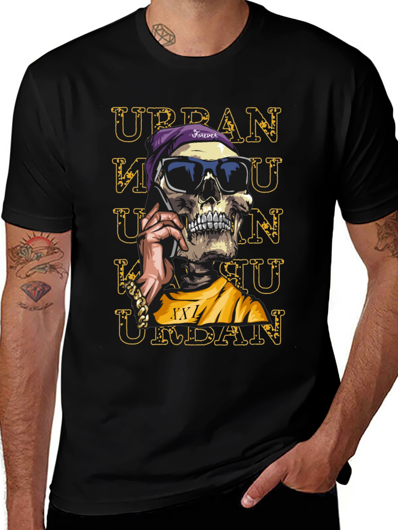 Variant 26 of Urban Man Skull Graphic Print T-Shirt