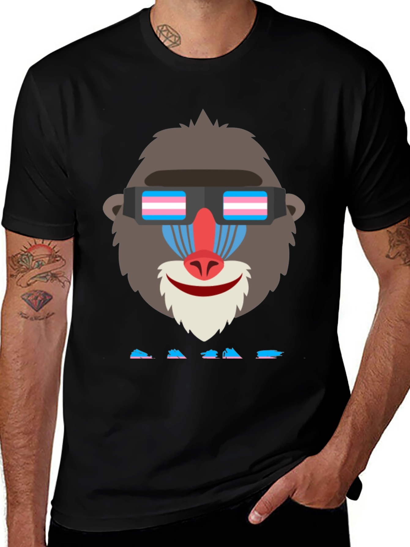 Variant 4 of Transgender Pride Mandrill T-Shirt