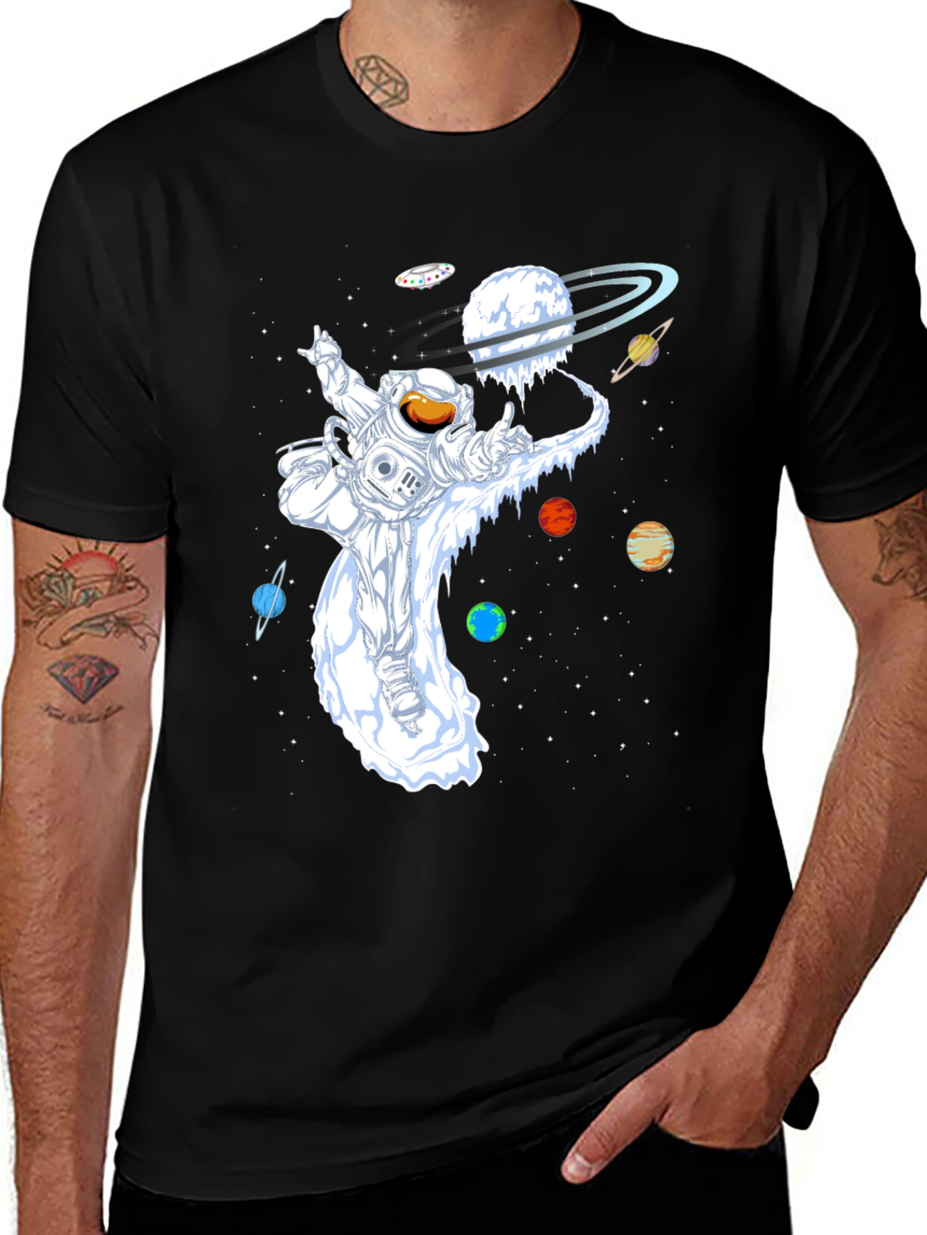 Variant 18 of Astronaut Planets Graphic T-Shirt