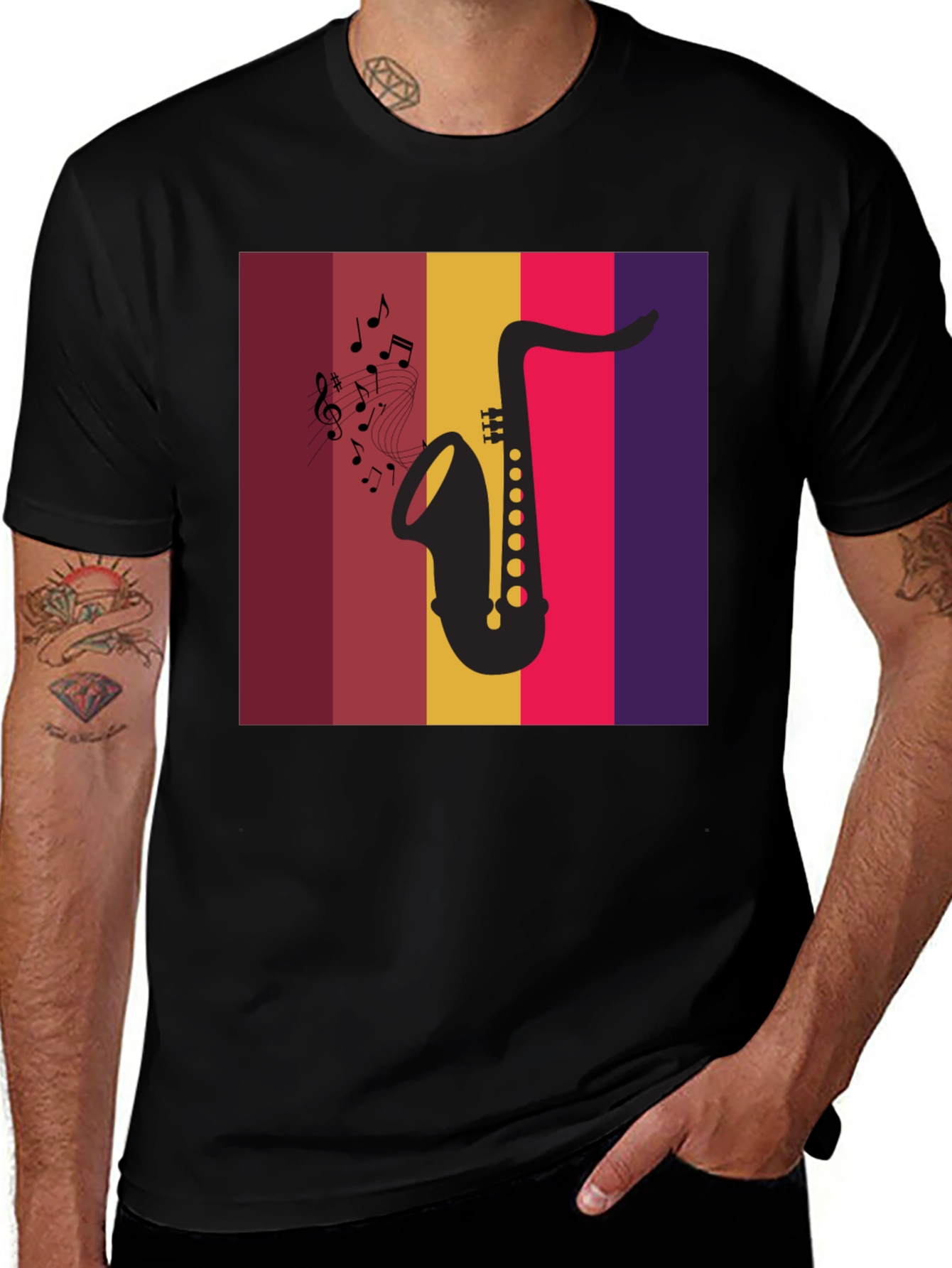 Variant 29 of Saxophone Music Graphic Tee - Retro Style 