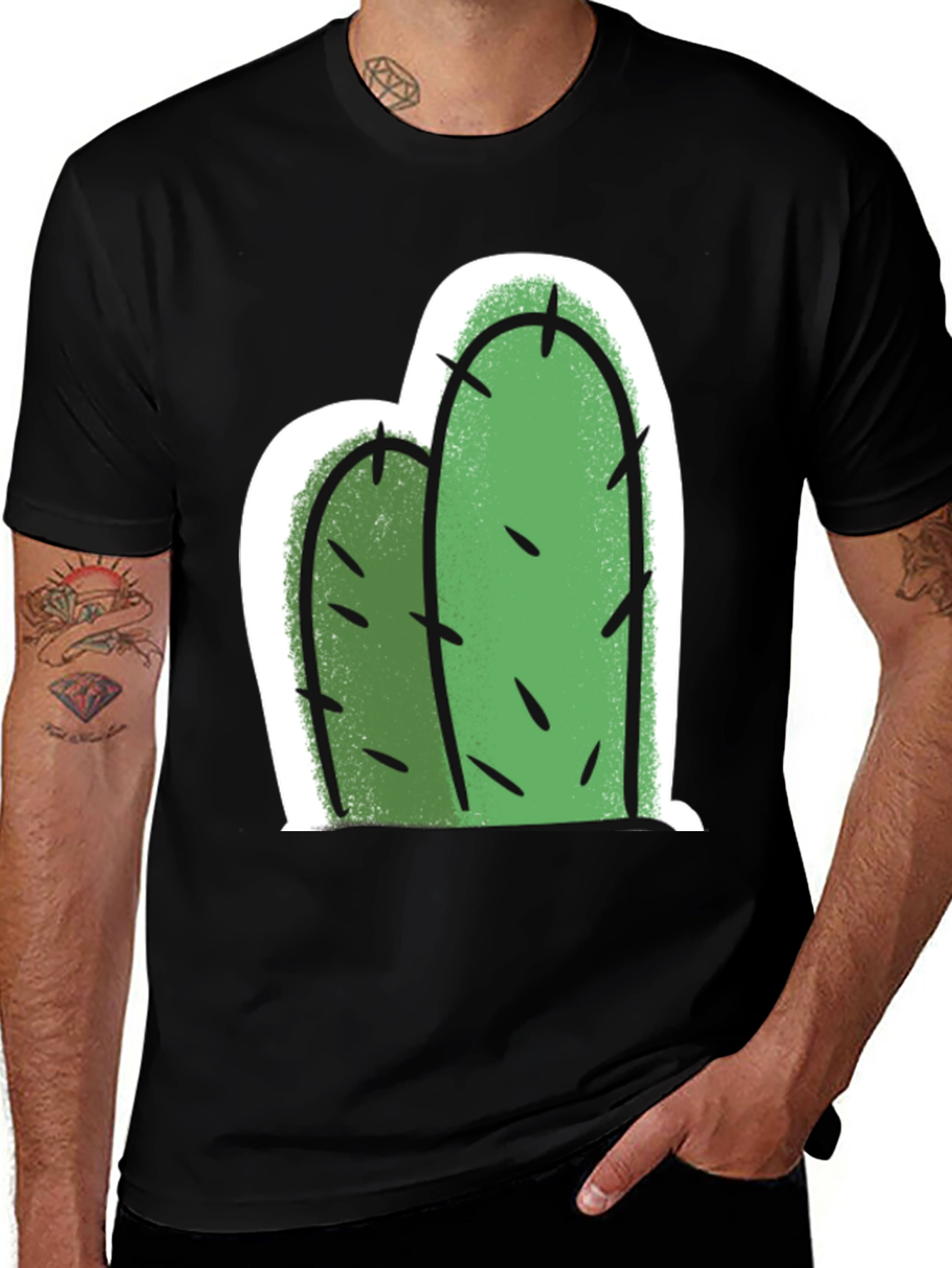 Variant 15 of Cactus Graphic Tee - Black Cotton T-Shirt