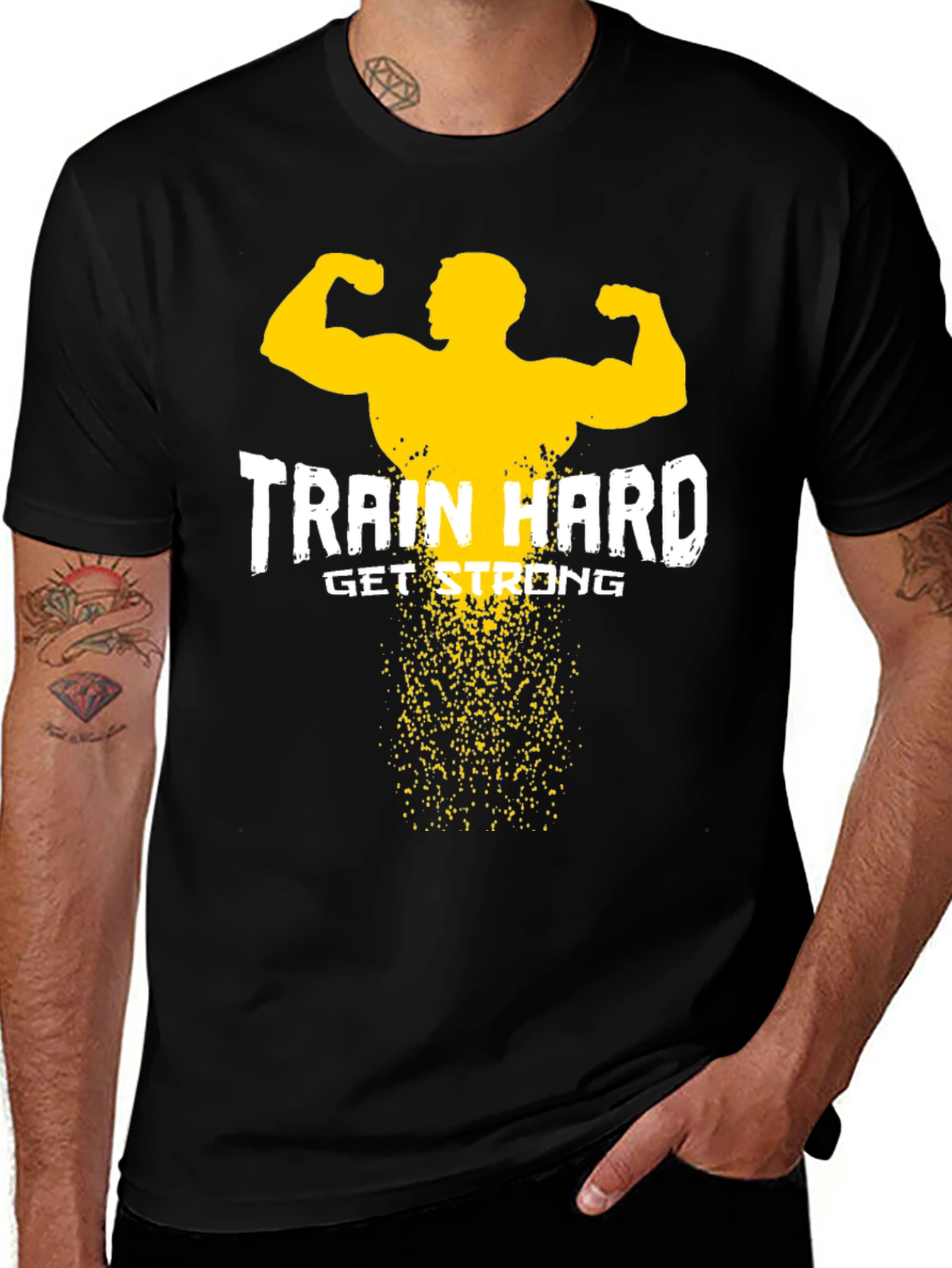 Variant 11 of Train Hard Get Strong Black T-Shirt