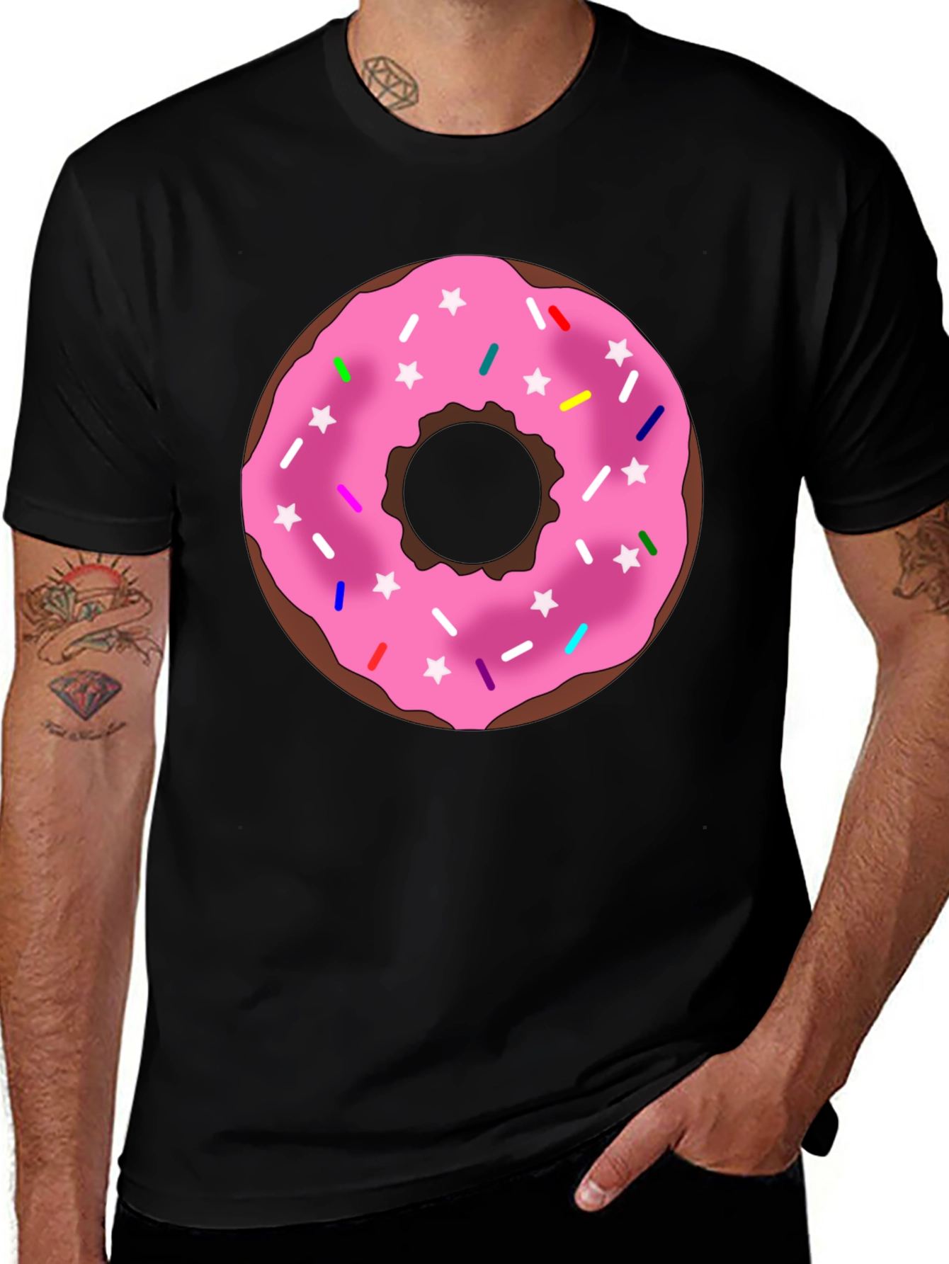Variant 16 of Donut Graphic Black T-Shirt