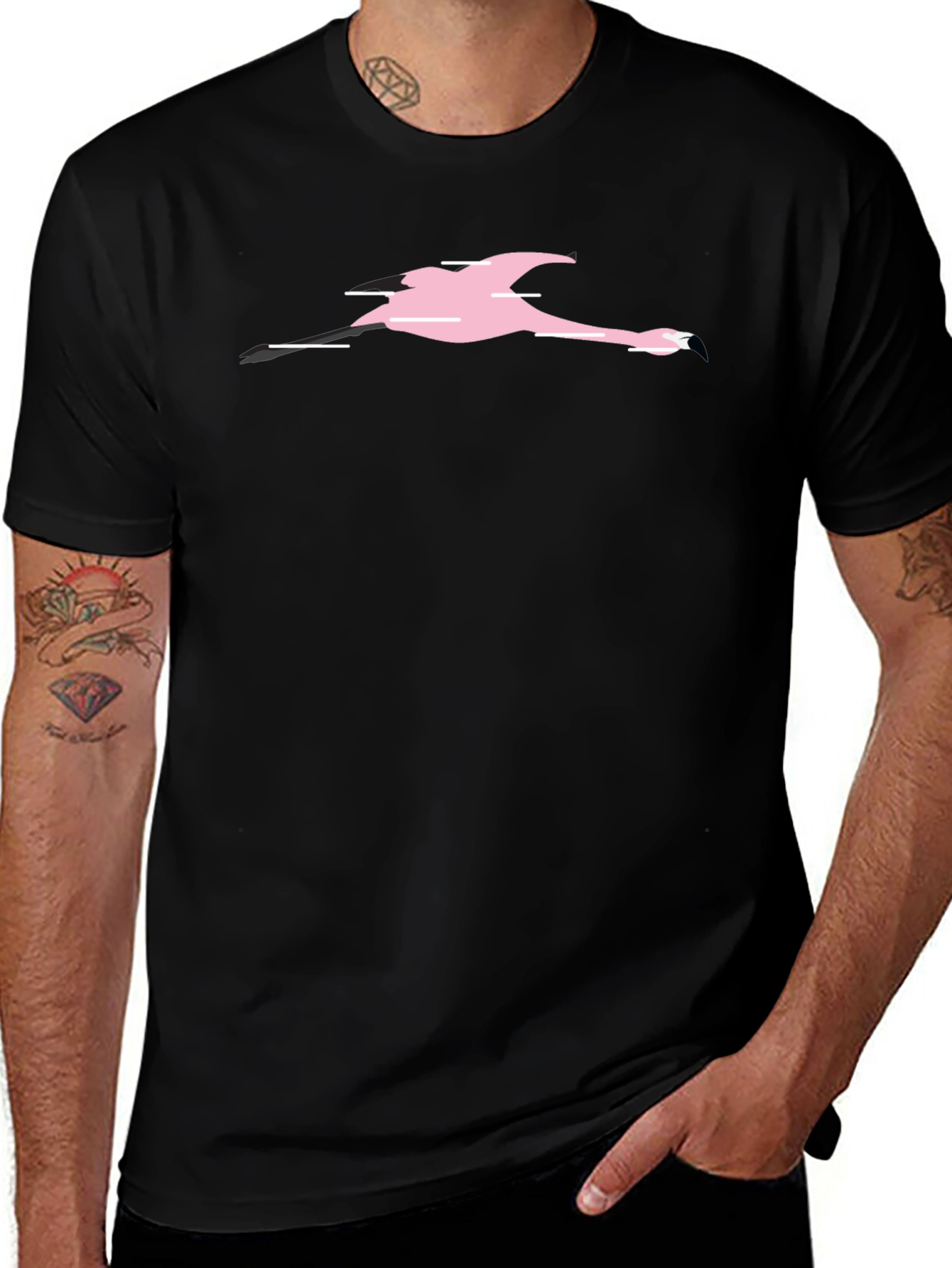 Variant 29 of Black T-Shirt with Pink Flamingo Graphic