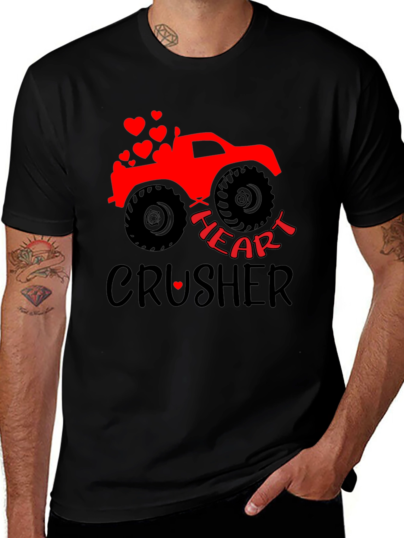 Heart Crusher Valentine's Day Monster Truck Graphic Tee
