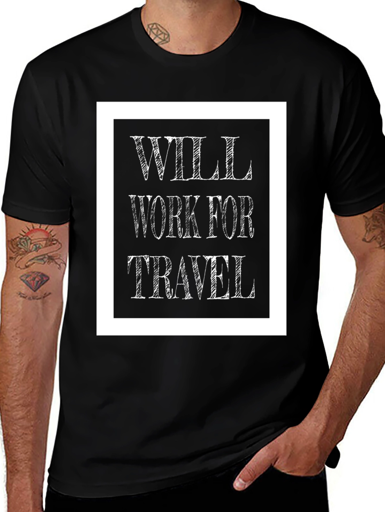 Variant 18 of Will Work for Travel Graphic Tee